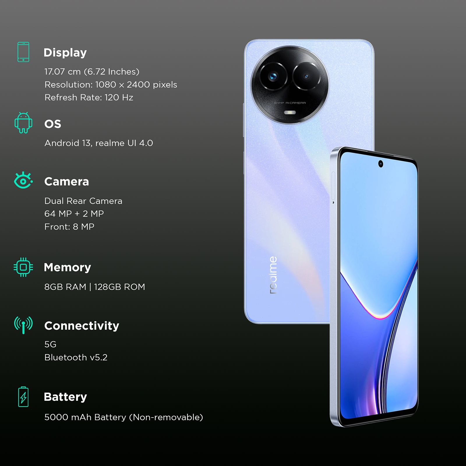 realme 11x 5G (8GB RAM, 128GB, Purple Dawn) realme 11x 5G (8GB RAM, 128GB, Purple Dawn)_3