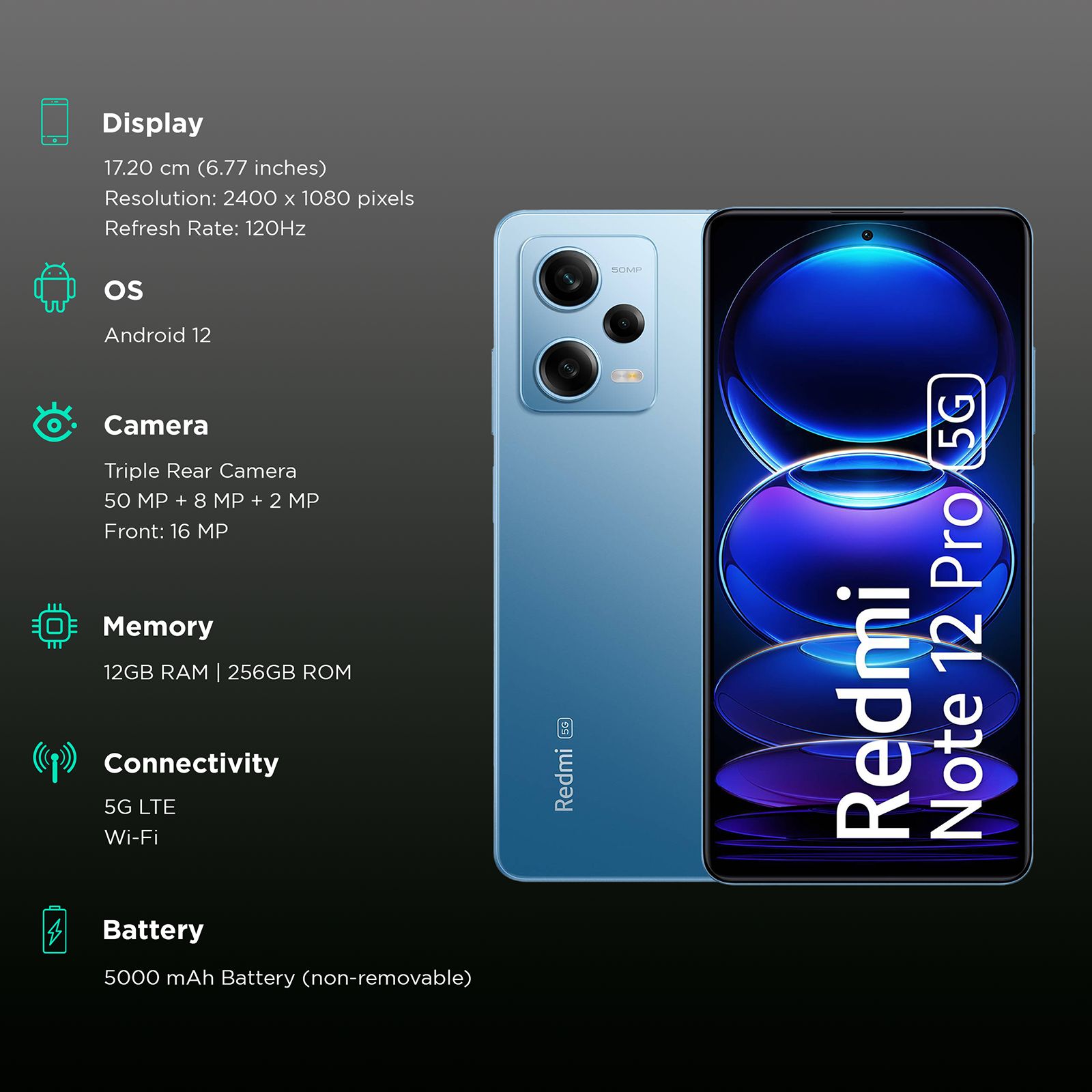 Redmi Note 12 Pro 5G (12GB RAM, 256GB, Frosted Blue) Redmi Note 12 Pro 5G (12GB RAM, 256GB, Frosted Blue)_3