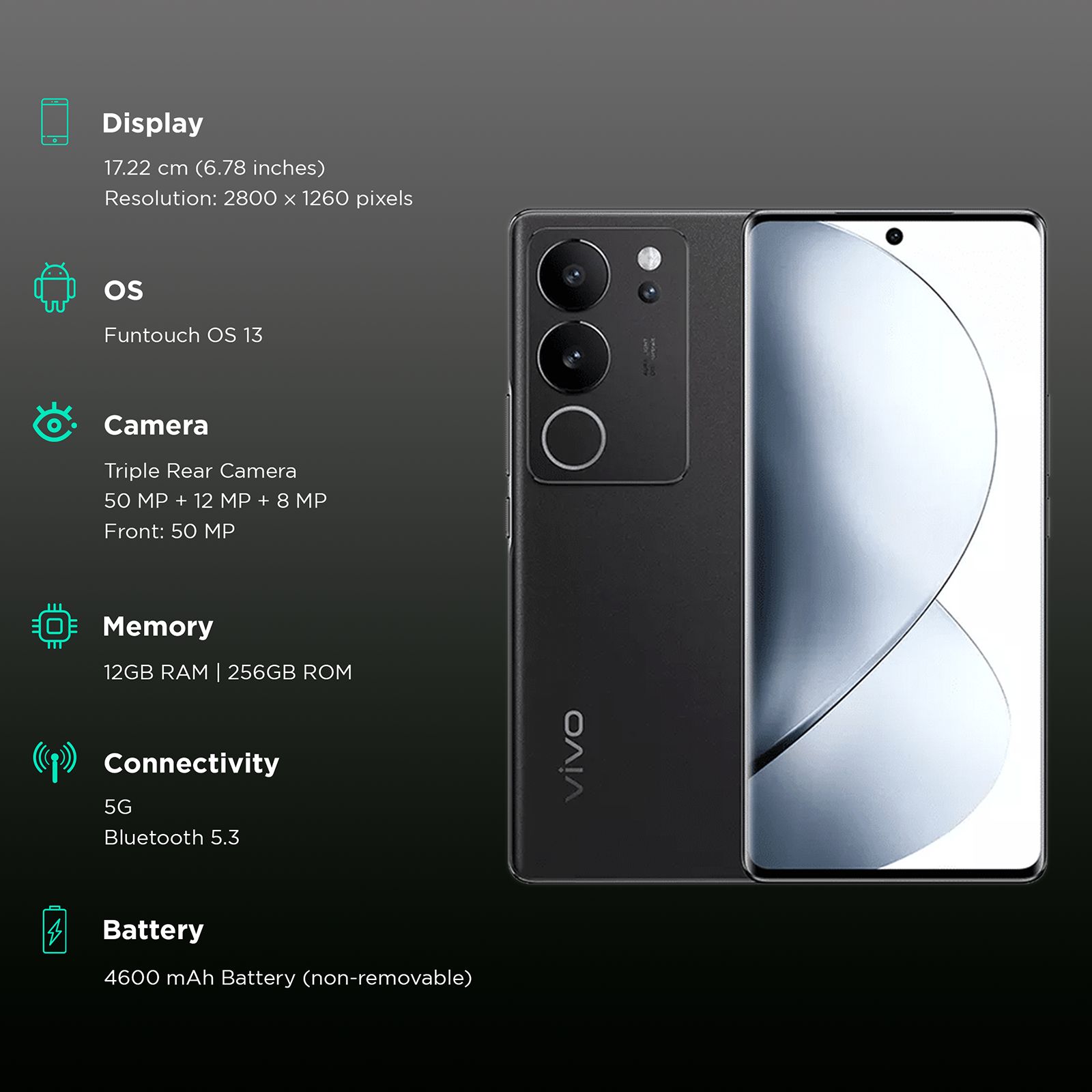 vivo V29 Pro 5G (12GB RAM, 256GB, Space Black) vivo V29 Pro 5G (12GB RAM, 256GB, Space Black)_3