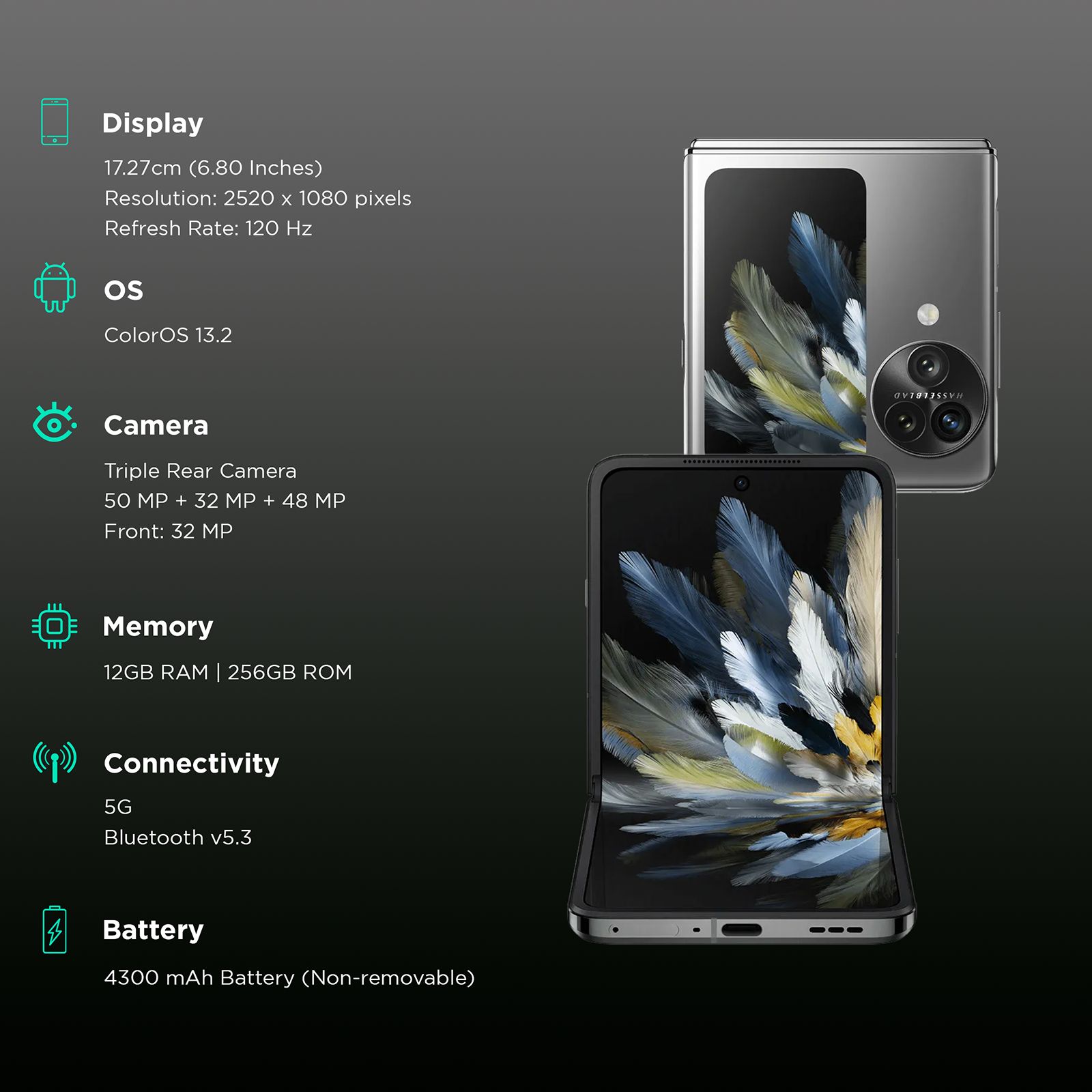 oppo Find N3 Flip 5G (12GB RAM, 256GB, Sleek Black)_3