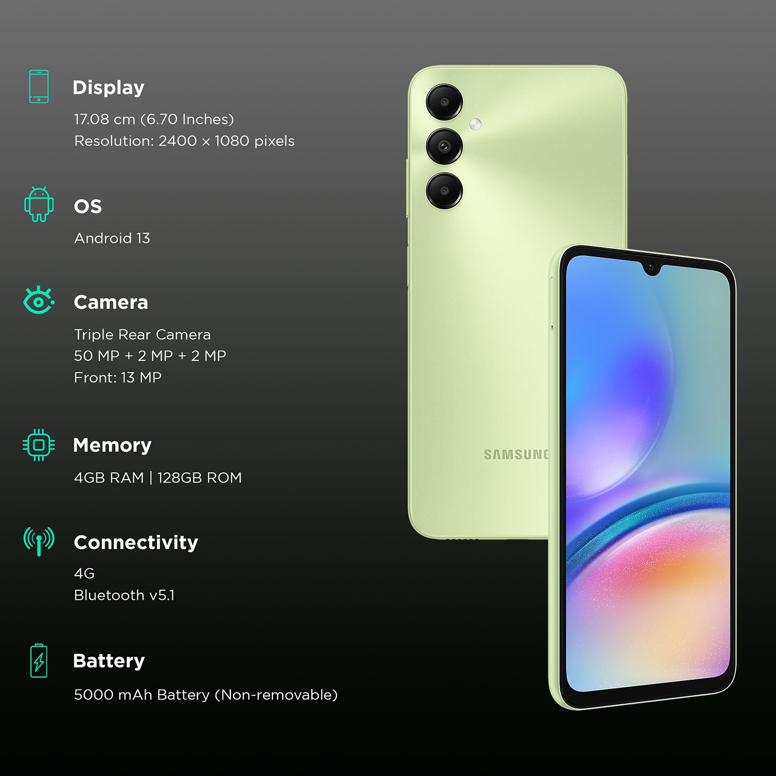 SAMSUNG Galaxy A05s (4GB RAM, 128GB, Light Green)_3