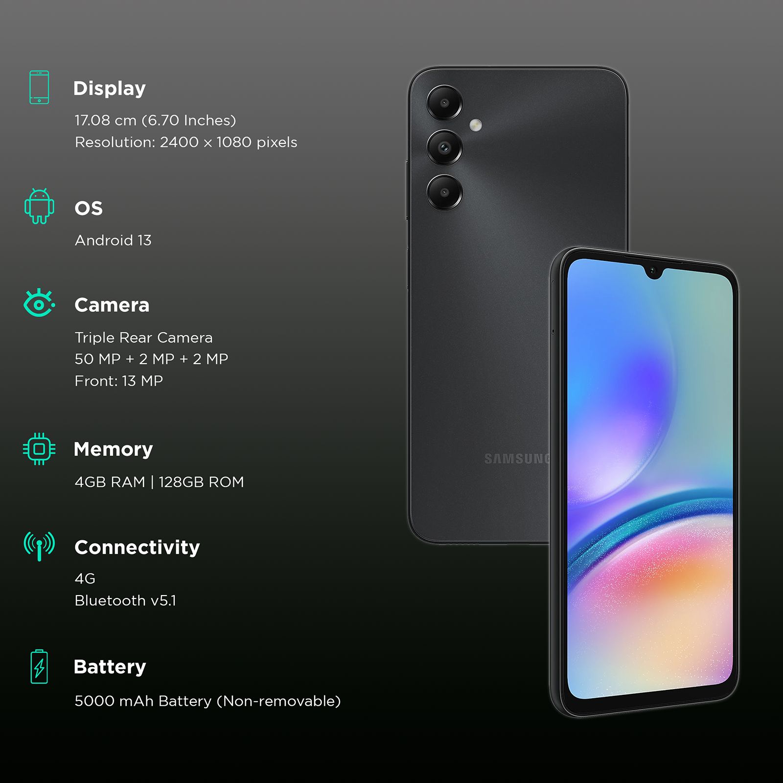 SAMSUNG Galaxy A05s (4GB RAM, 128GB, Black)_3