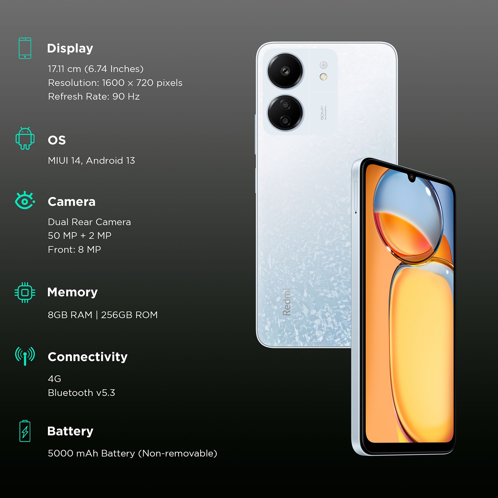 Redmi 13C (8GB RAM, 256GB, Starfrost White)_3
