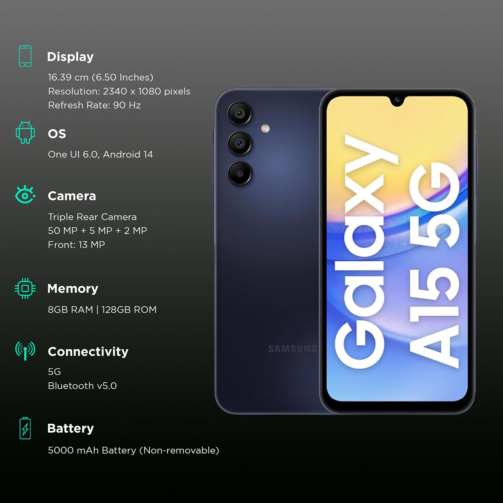 SAMSUNG Galaxy A15 5G (8GB RAM, 128GB, Blue Black) SAMSUNG Galaxy A15 5G (8GB RAM, 128GB, Blue Black)_3
