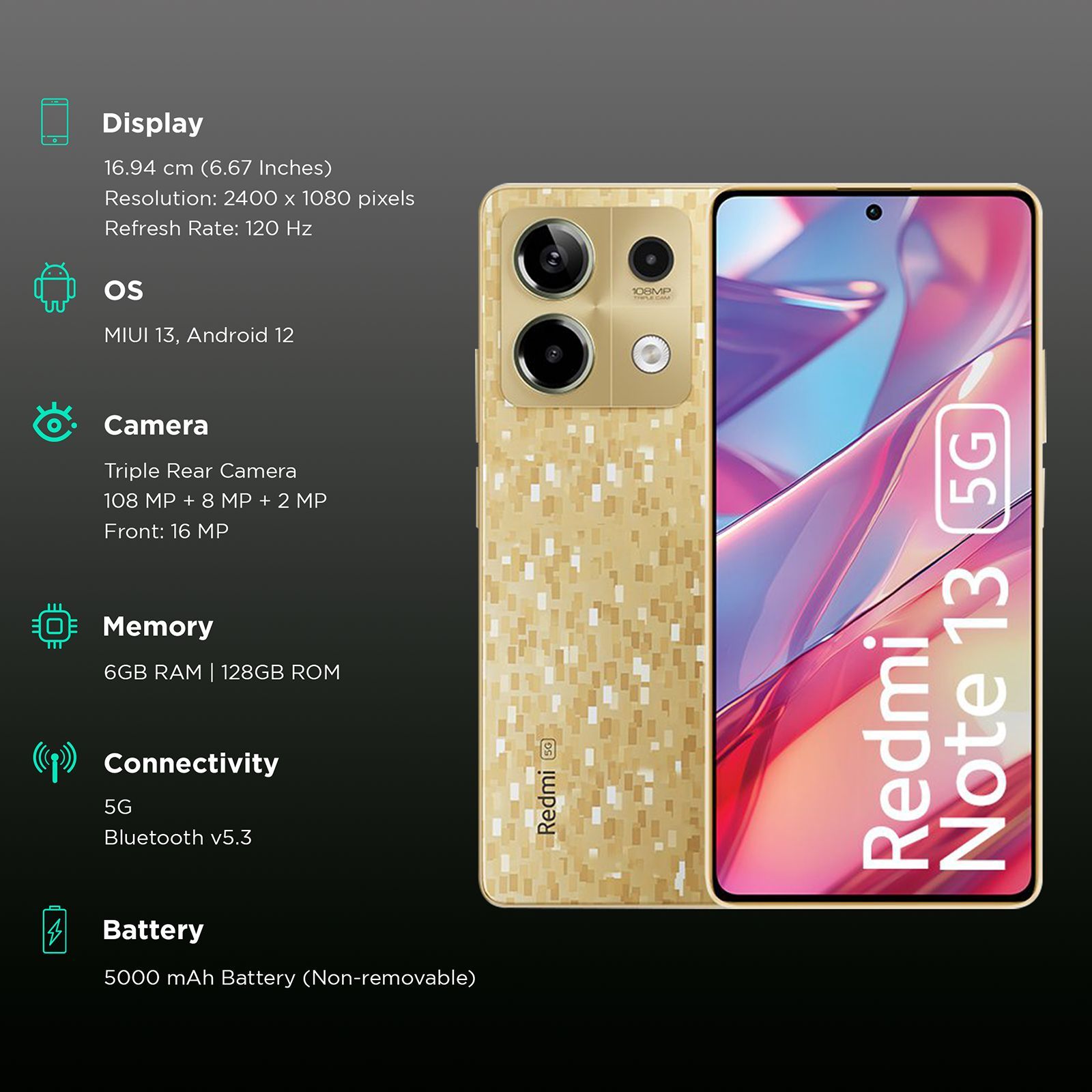 Redmi Note 13 5G (6GB RAM, 128GB, Prism Gold)_3