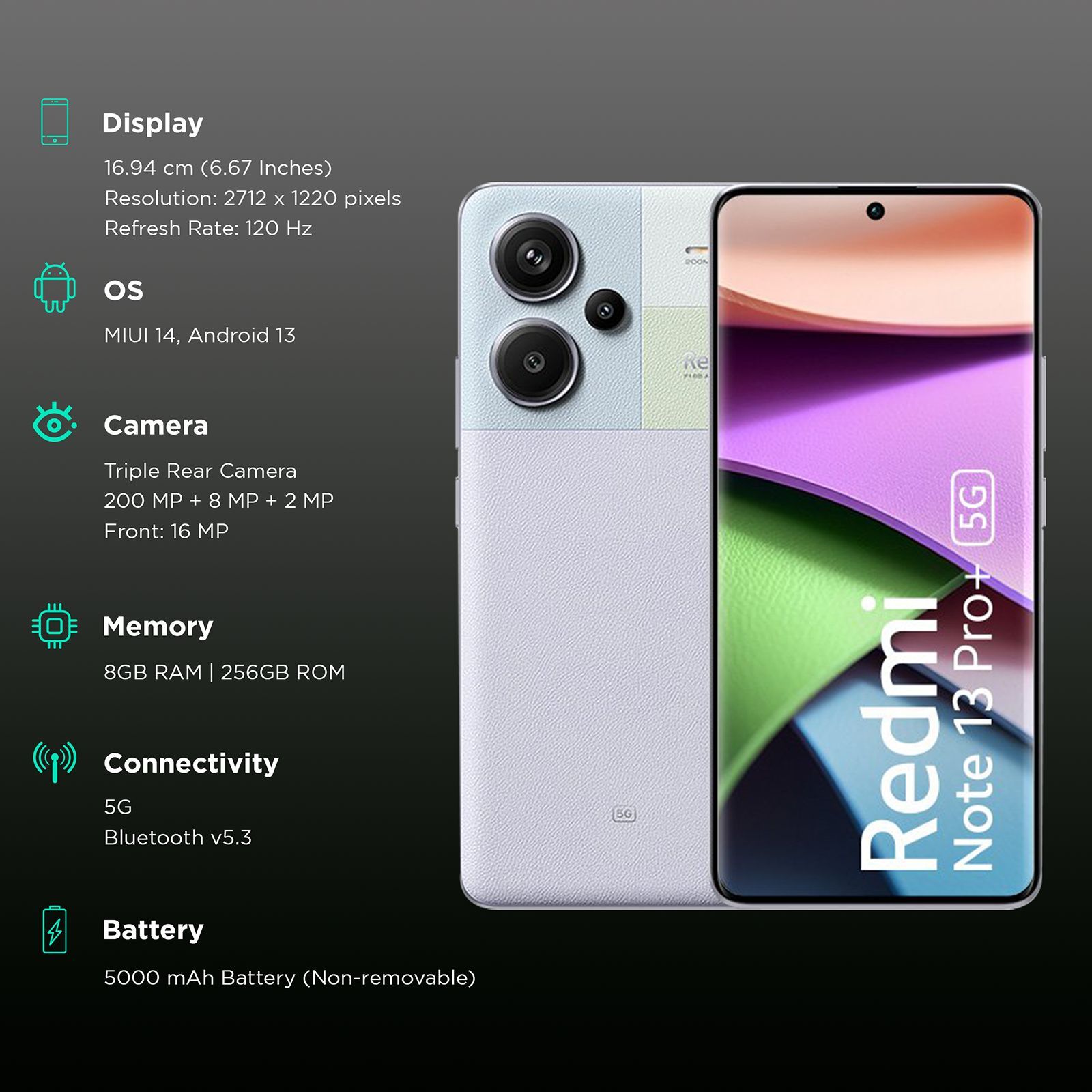 Redmi Note 13 Pro Plus 5G (8GB RAM, 256GB, Aurora Purple)_3