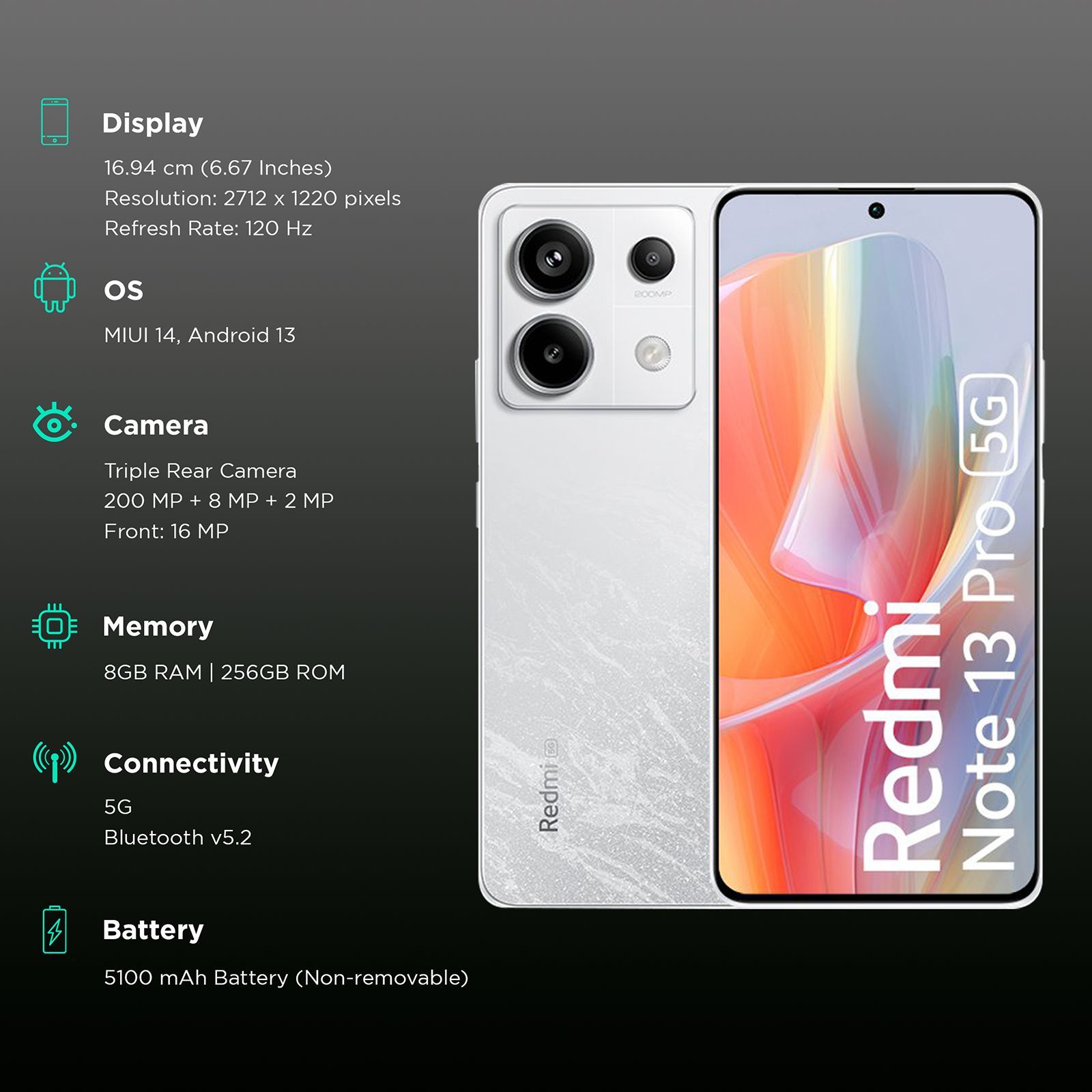 Redmi Note 13 Pro 5G (8GB RAM, 256GB, Arctic White)_3