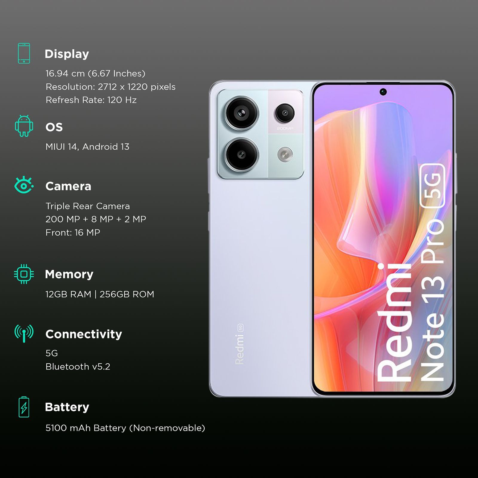 Redmi Note 13 Pro 5G (12GB RAM, 256GB, Coral Purple) Redmi Note 13 Pro 5G (12GB RAM, 256GB, Coral Purple)_3