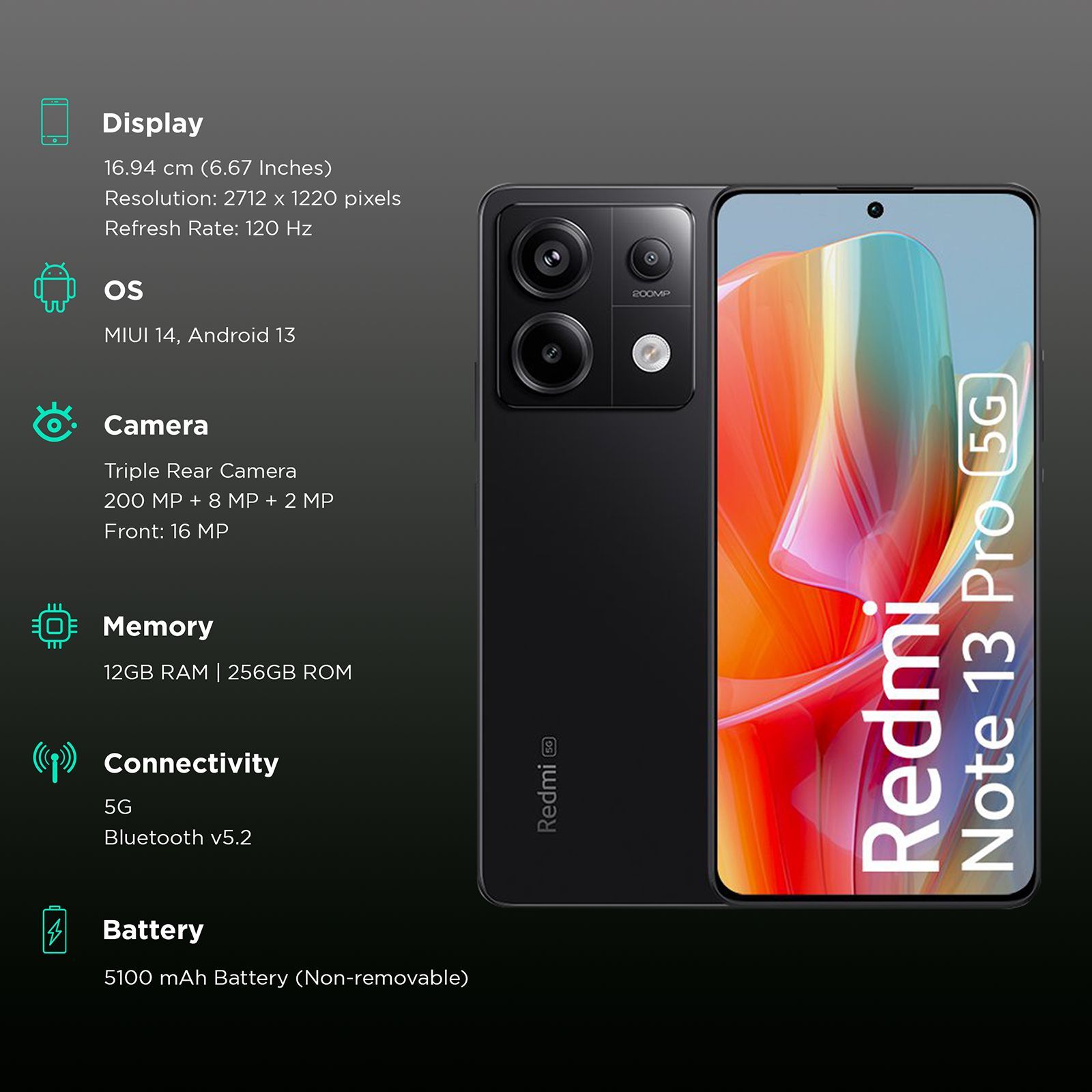 Redmi Note 13 Pro 5G (12GB RAM, 256GB, Midnight Black)_3