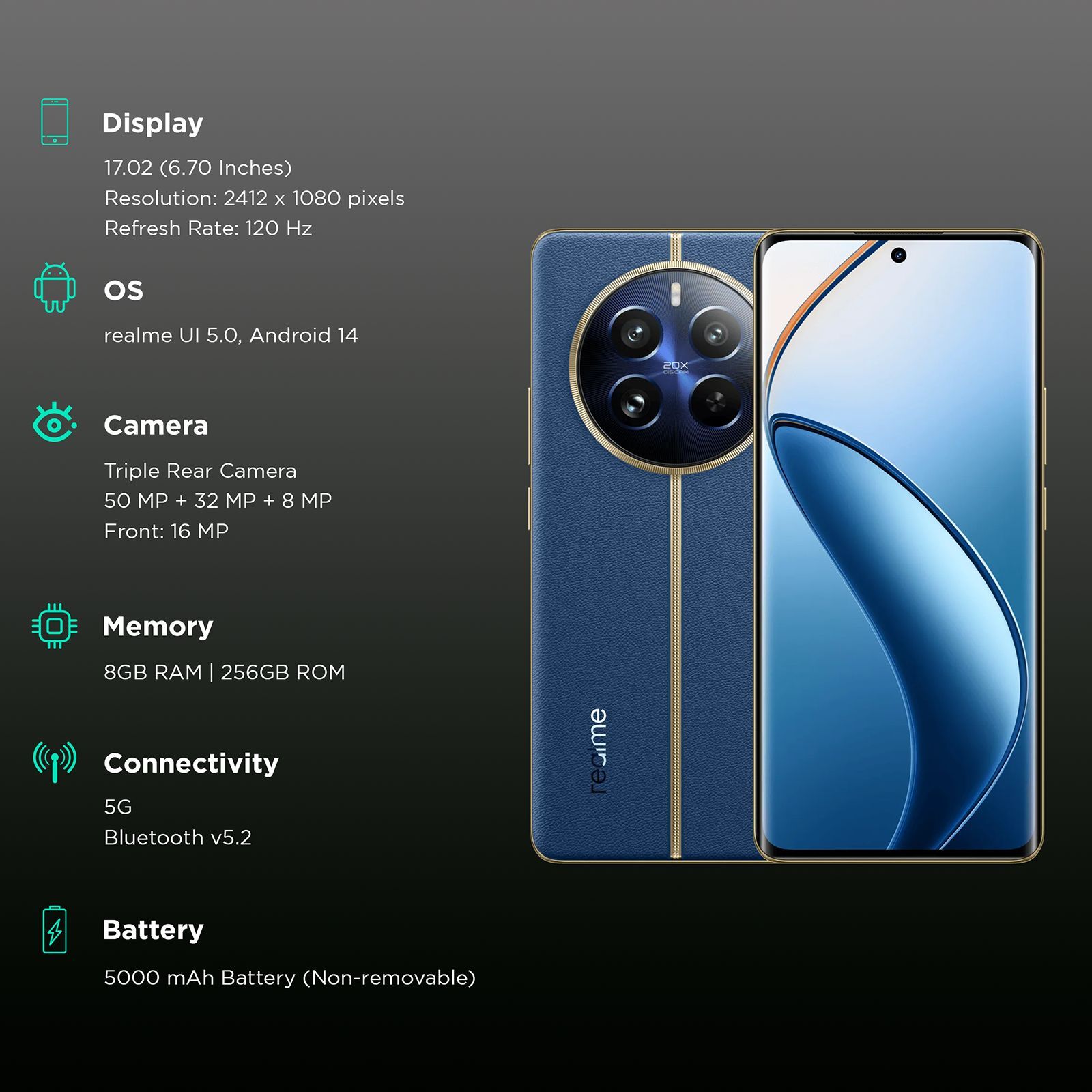realme 12 Pro 5G (8GB RAM, 256GB, Submarine Blue)_3