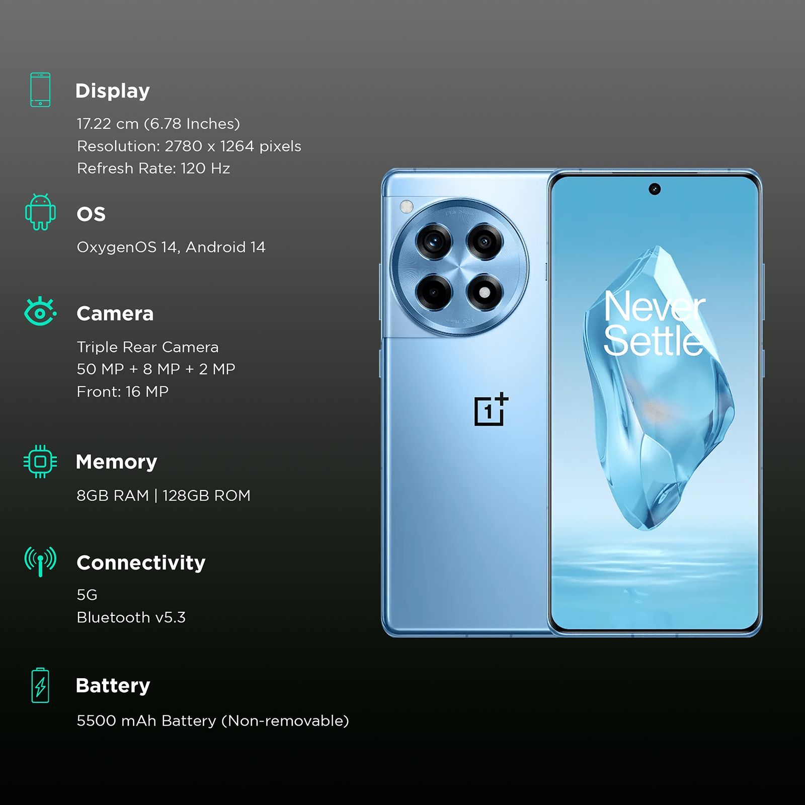 OnePlus 12R 5G (8GB, 128GB, Cool Blue) OnePlus 12R 5G (8GB, 128GB, Cool Blue)_3