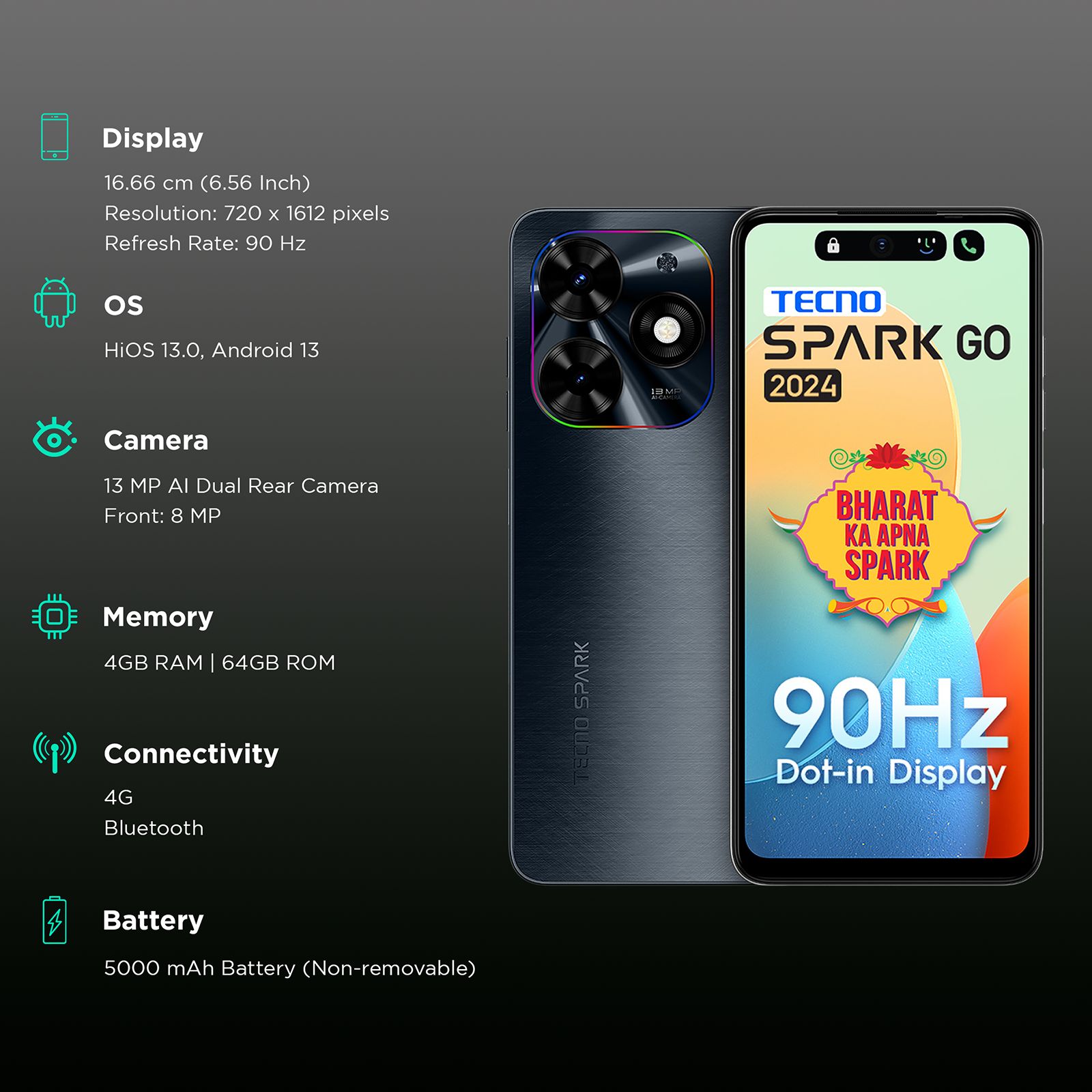 TECNO Spark Go 2024 (4GB RAM, 64GB, Gravity Black)_3