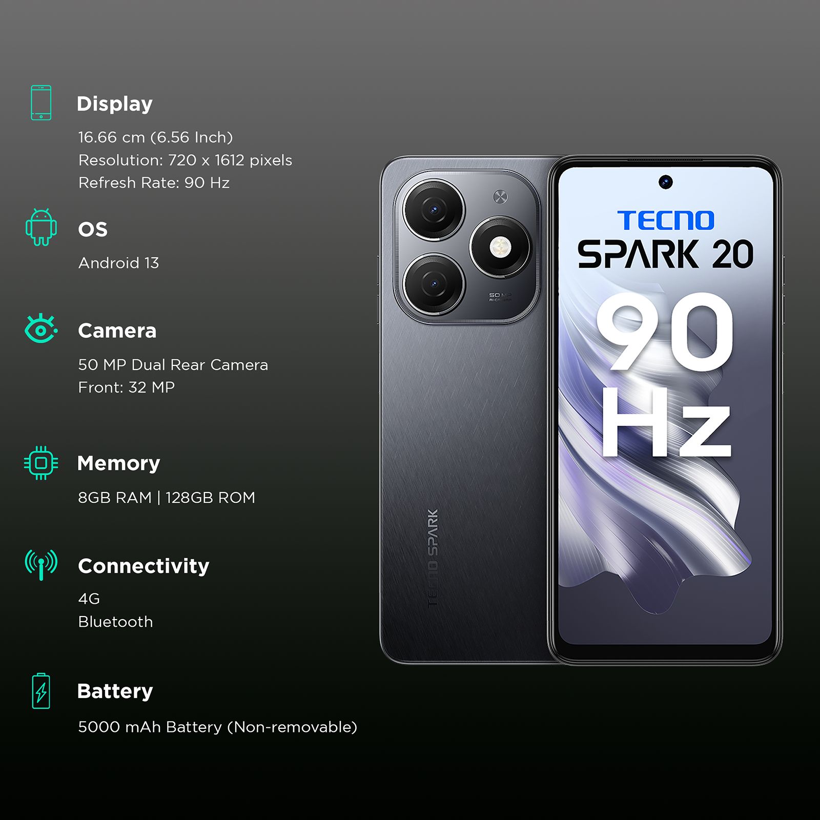TECNO Spark 20 (8GB RAM, 128GB, Gravity Black) TECNO Spark 20 (8GB RAM, 128GB, Gravity Black)_3