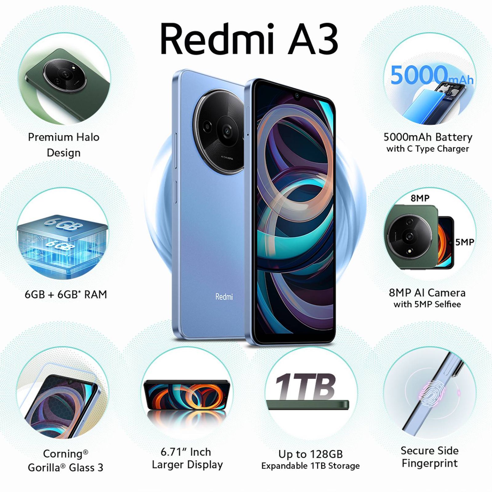 Redmi A3 (3GB RAM, 64GB, Lake Blue)_9