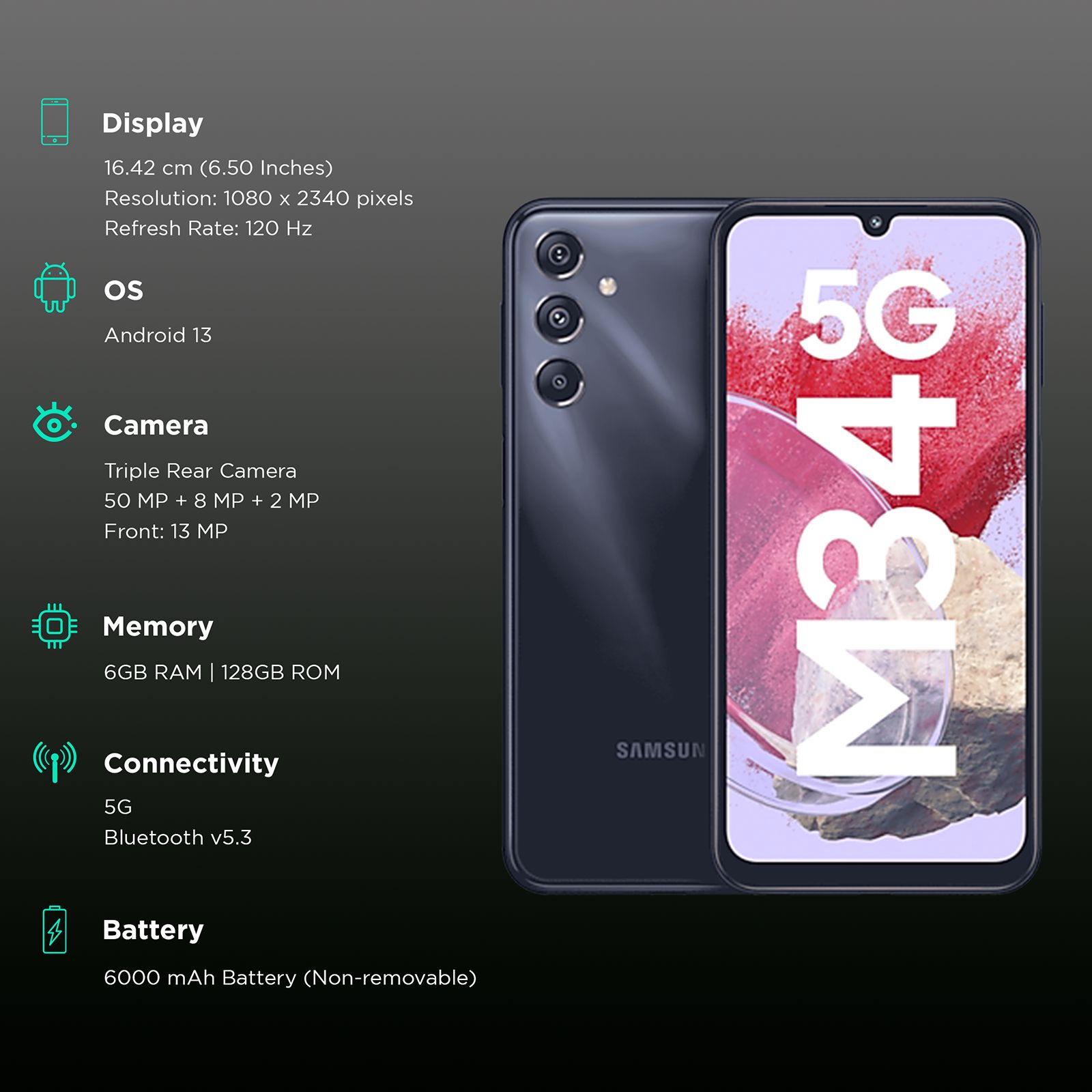 SAMSUNG Galaxy M34 5G (6GB RAM, 128GB, Midnight Blue) SAMSUNG Galaxy M34 5G (6GB RAM, 128GB, Midnight Blue)_3