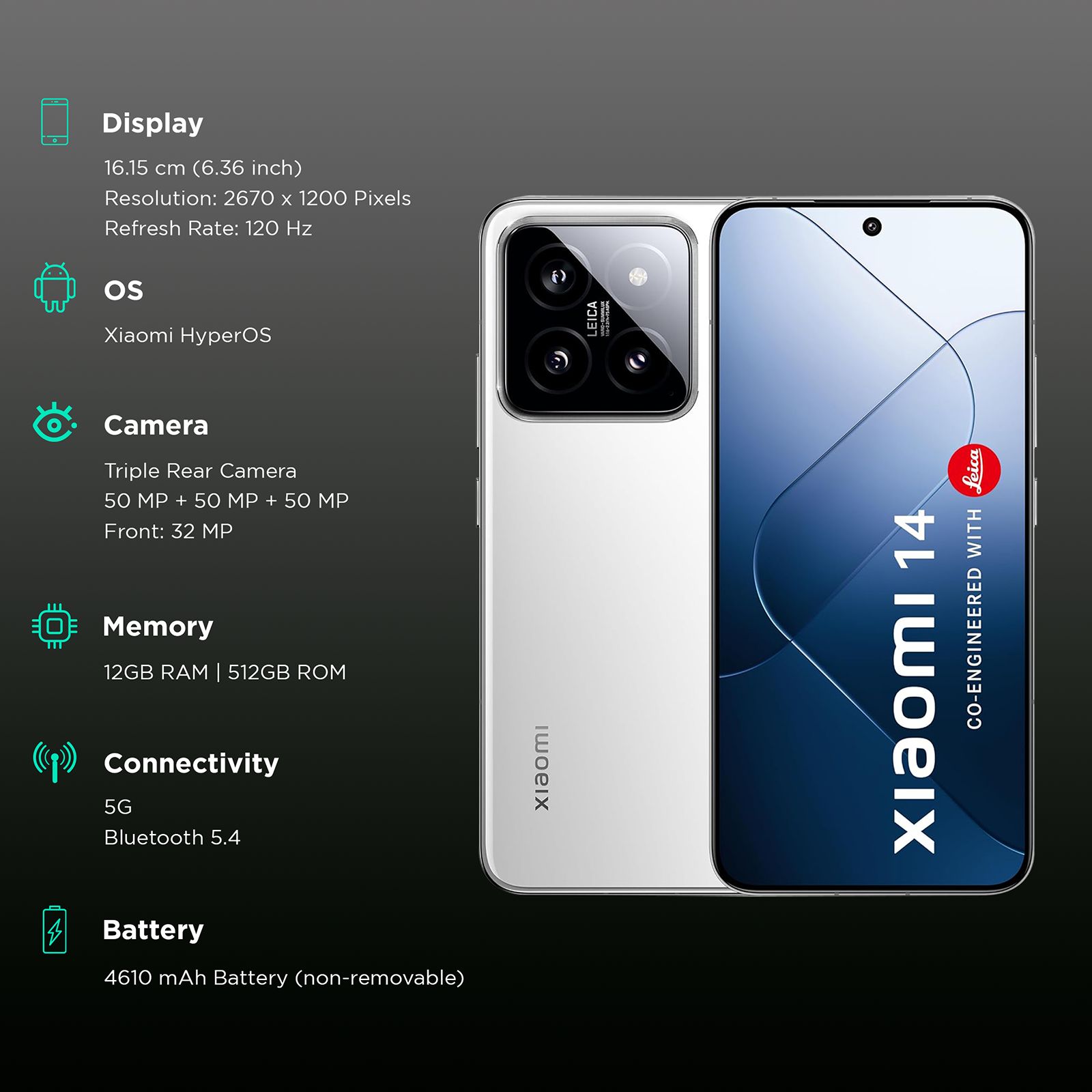 Xiaomi 14 5G (12GB RAM, 512GB, Classic White) Xiaomi 14 5G (12GB RAM, 512GB, Classic White)_3