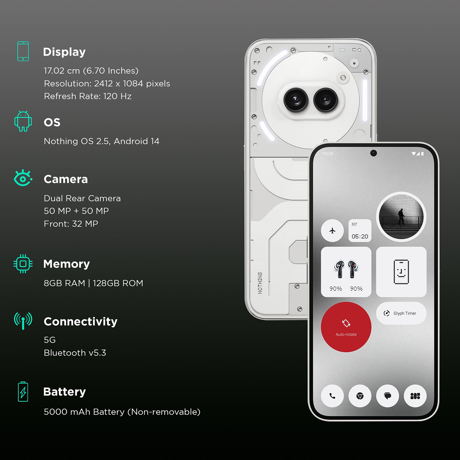 Nothing Phone 2a 5G (8GB RAM, 128GB, White)_2