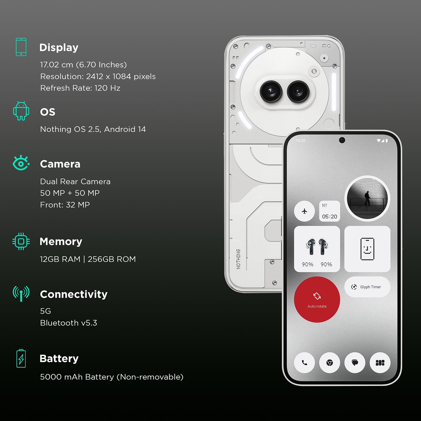 Nothing Phone 2a 5G (12GB RAM, 256GB, White)_2
