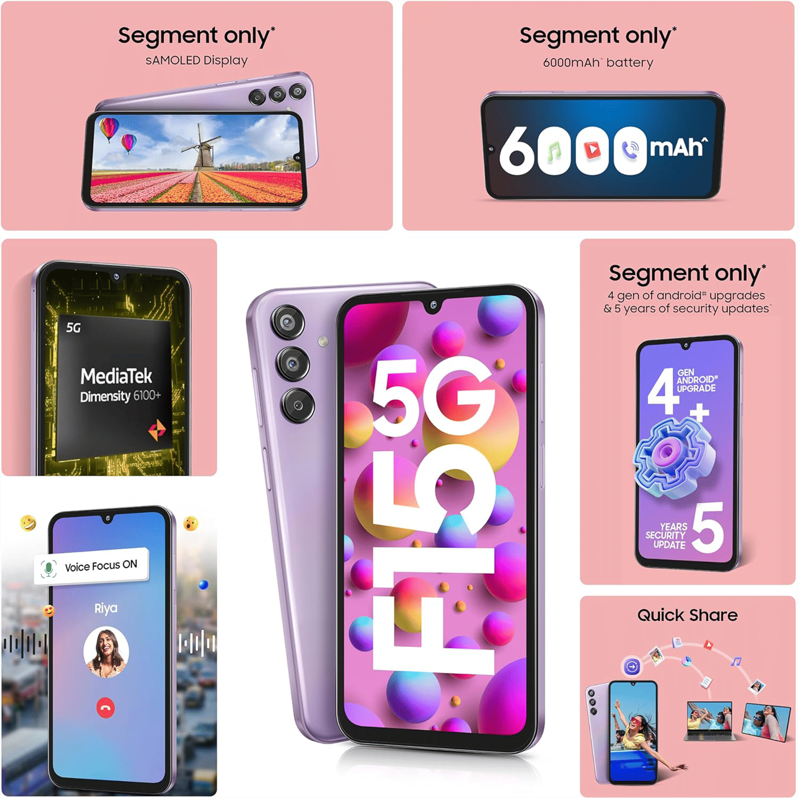 SAMSUNG Galaxy F15 5G (6GB RAM, 128GB, Light Violet)_8
