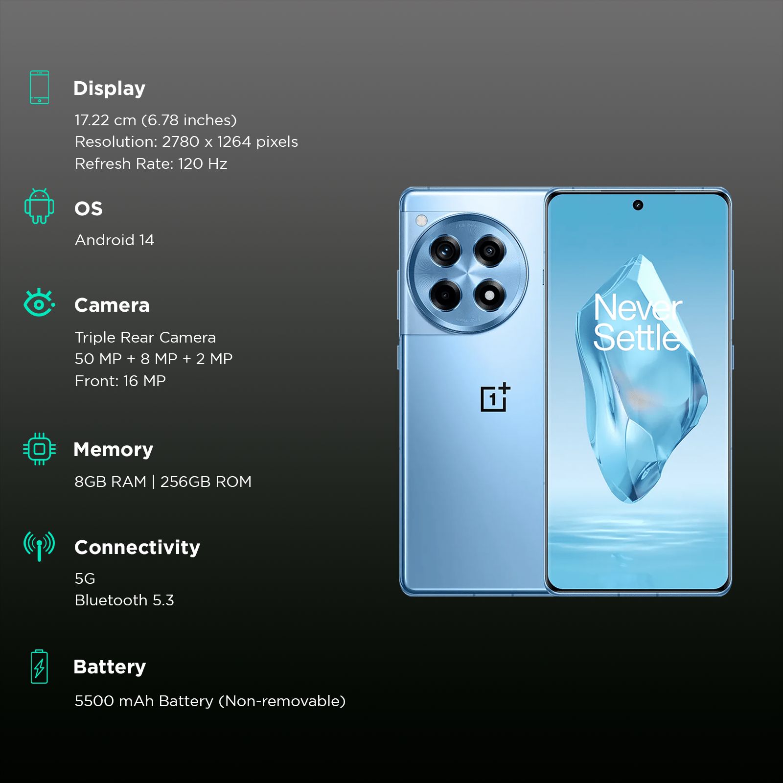 OnePlus 12R 5G (8GB, 256GB, Cool Blue) OnePlus 12R 5G (8GB, 256GB, Cool Blue)_3