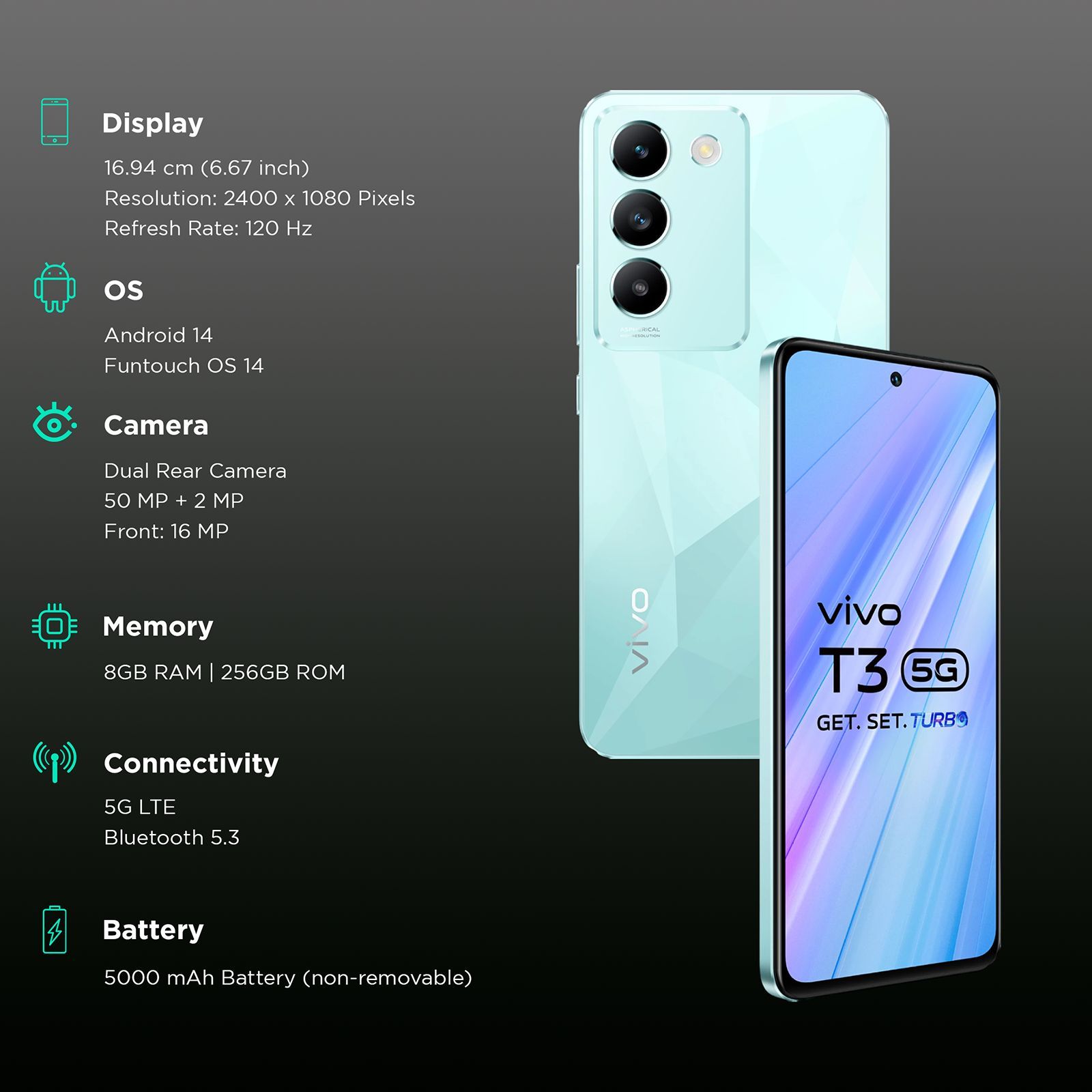 vivo T3 5G (8GB RAM, 256GB, Crystal Flake)_3