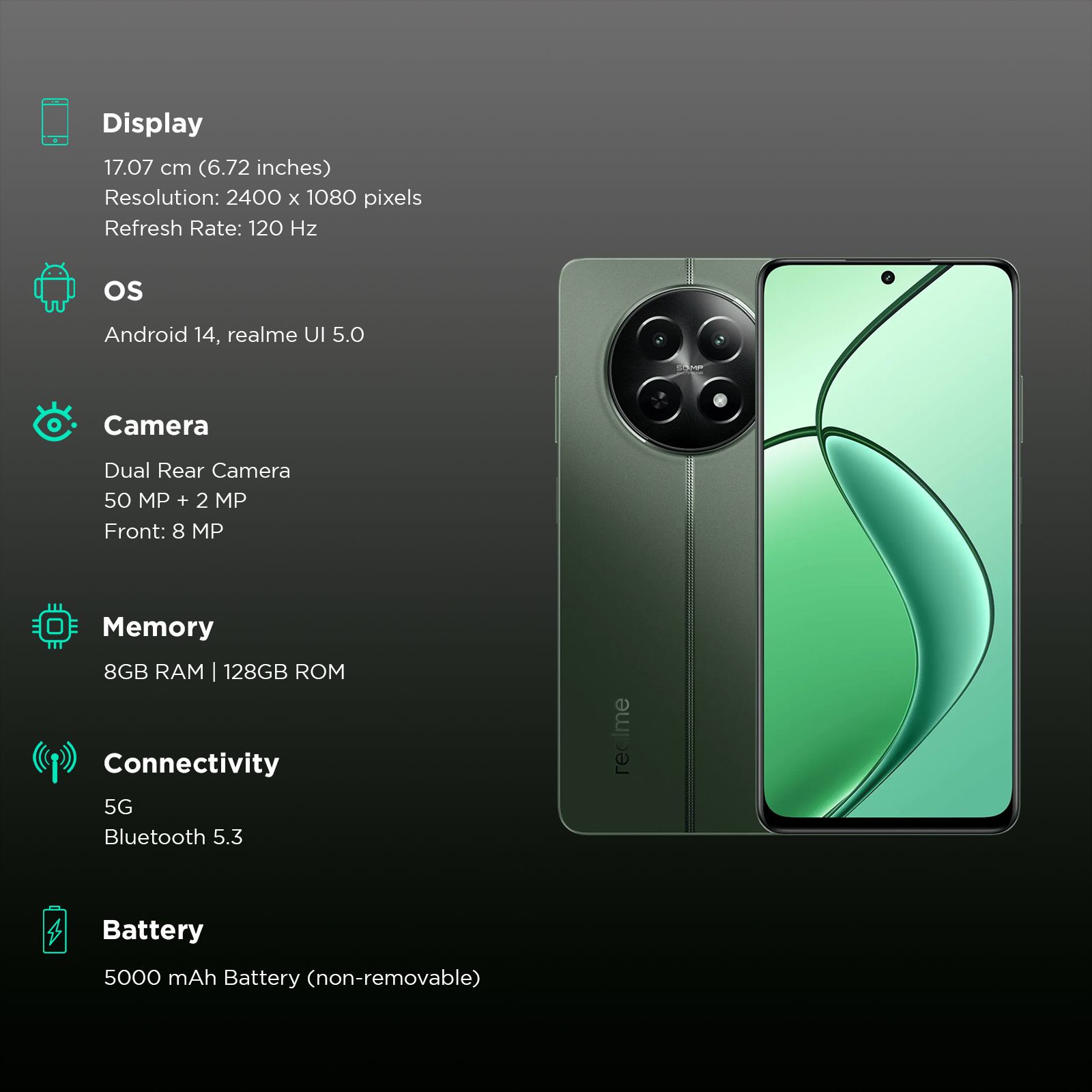 realme 12x 5G (8GB RAM, 128GB, Woodland Green) realme 12x 5G (8GB RAM, 128GB, Woodland Green)_3