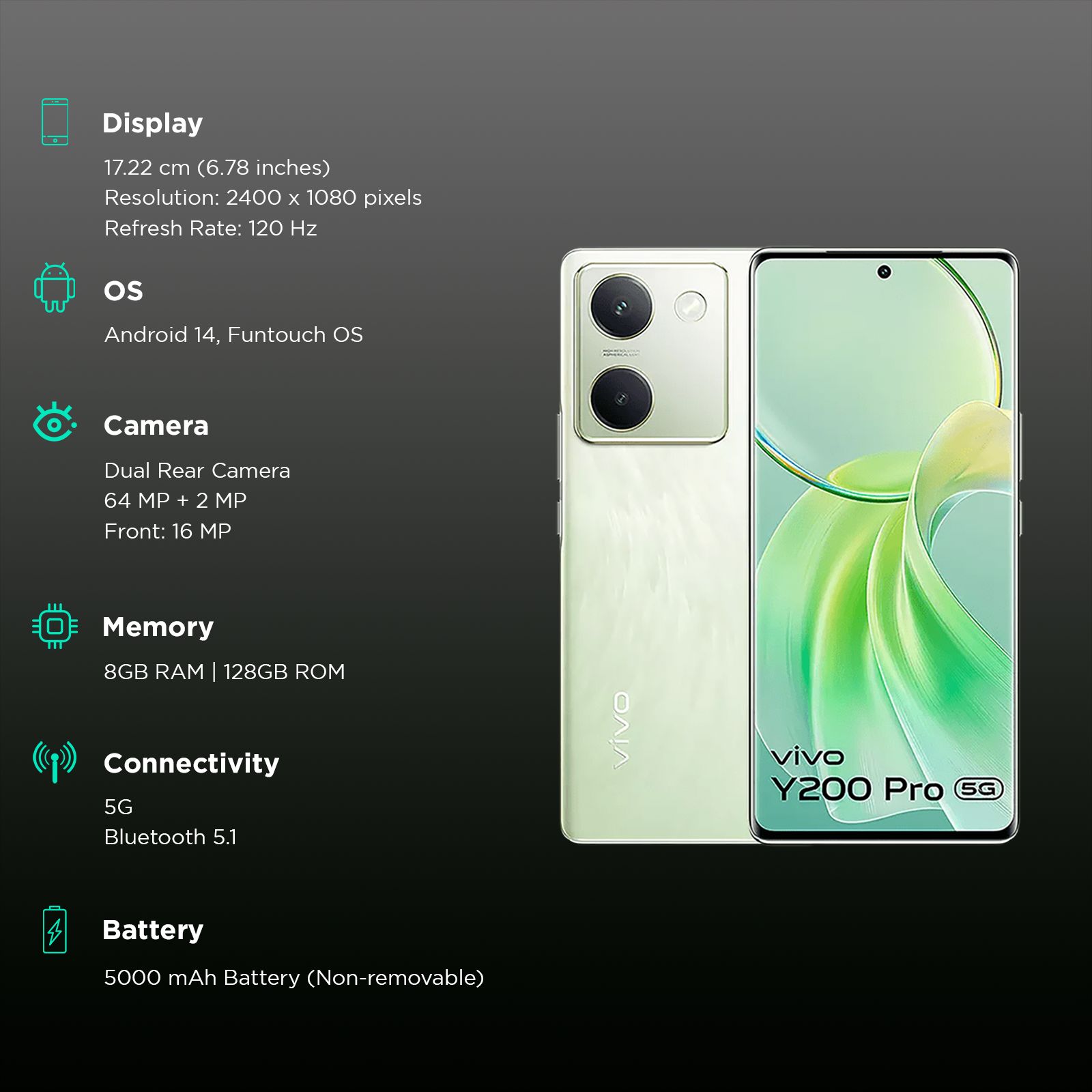 vivo Y200 Pro 5G (8GB RAM, 128GB, Silk Green) vivo Y200 Pro 5G (8GB RAM, 128GB, Silk Green)_3