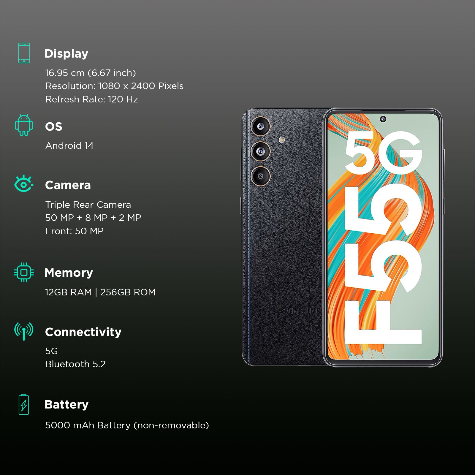 SAMSUNG Galaxy F55 5G (12GB RAM, 256GB, Raisin Black)_3