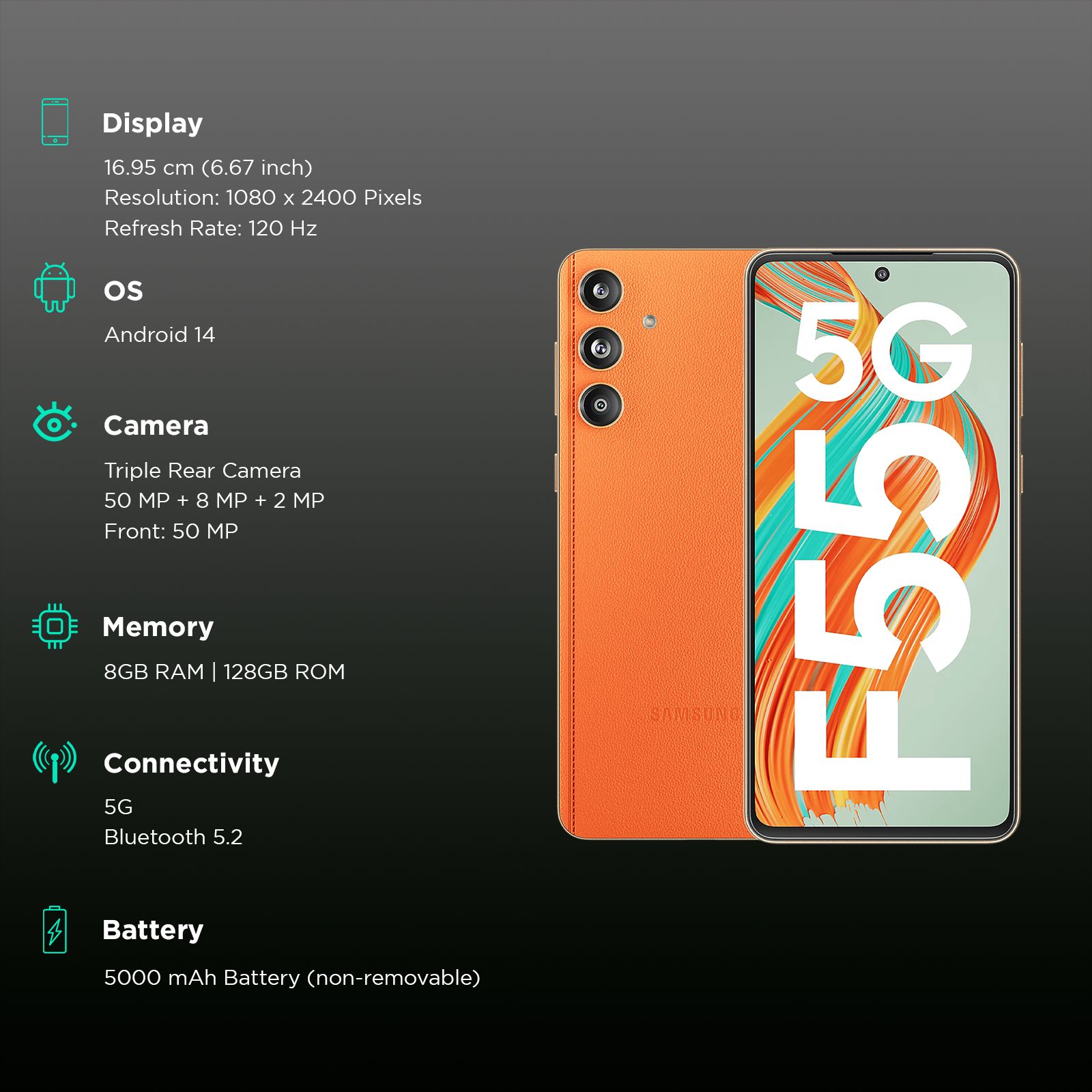 SAMSUNG Galaxy F55 5G (8GB RAM, 128GB, Apricot Crush)_3