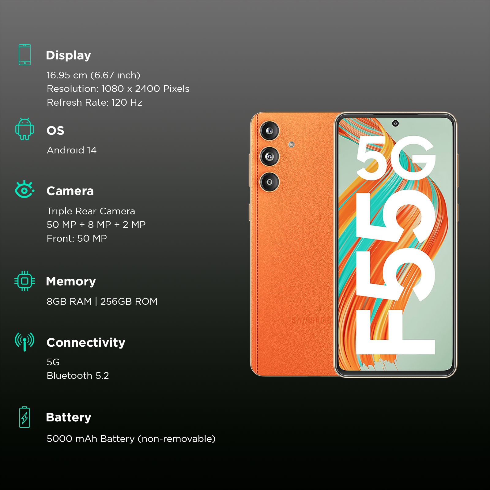SAMSUNG Galaxy F55 5G (8GB RAM, 256GB, Apricot Crush)_3