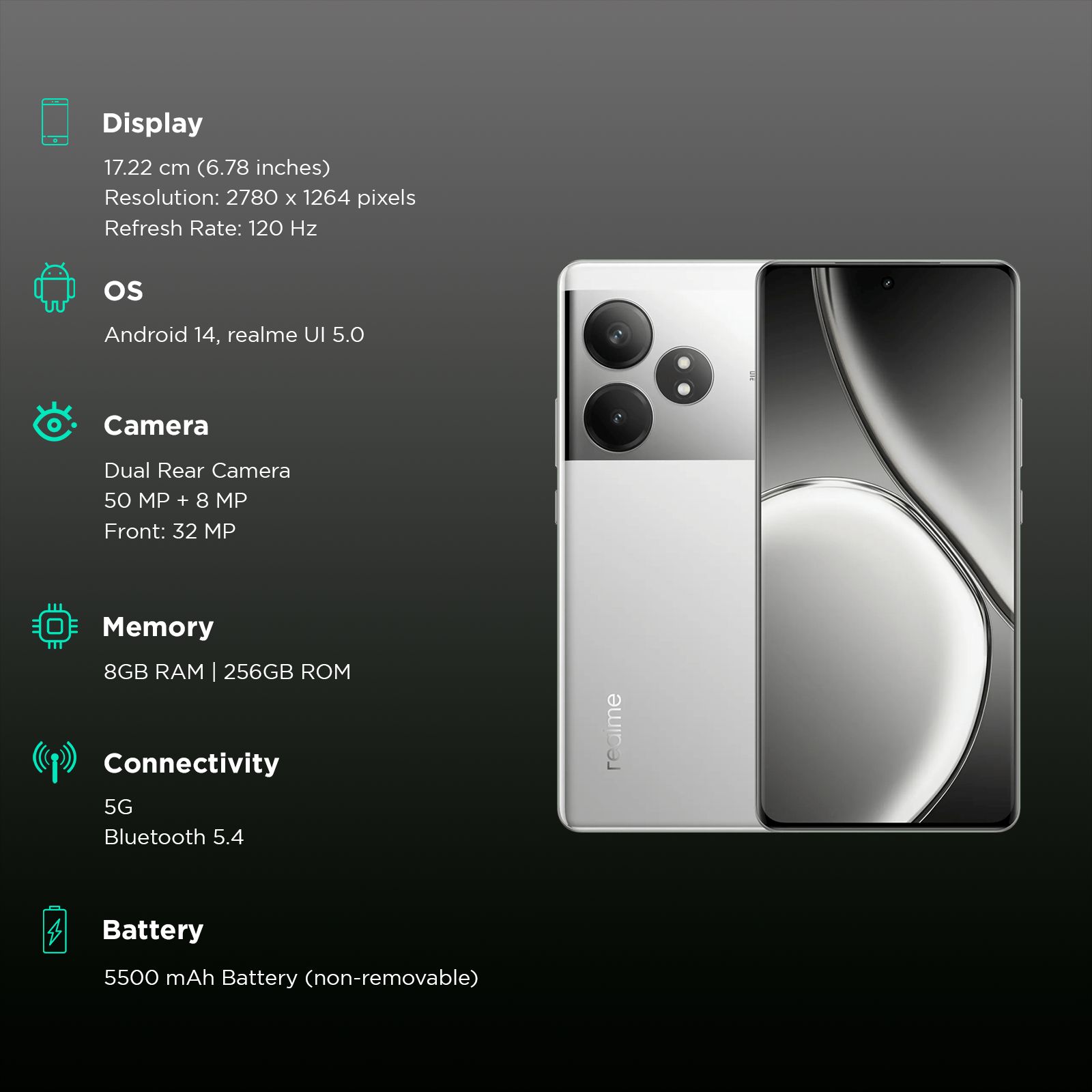 realme GT 6T 5G (8GB RAM, 256GB, Fluid Silver) realme GT 6T 5G (8GB RAM, 256GB, Fluid Silver)_3