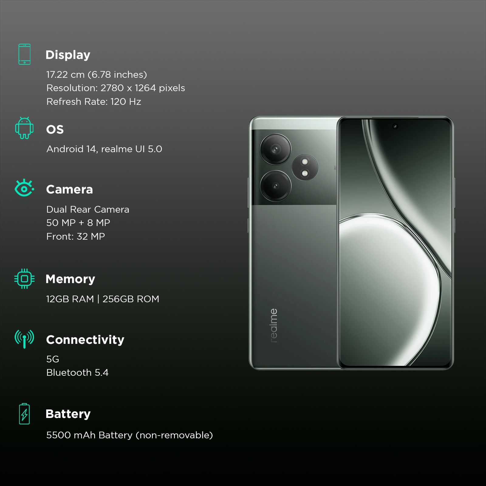 realme GT 6T 5G (12GB RAM, 256GB, Razor Green) realme GT 6T 5G (12GB RAM, 256GB, Razor Green)_3