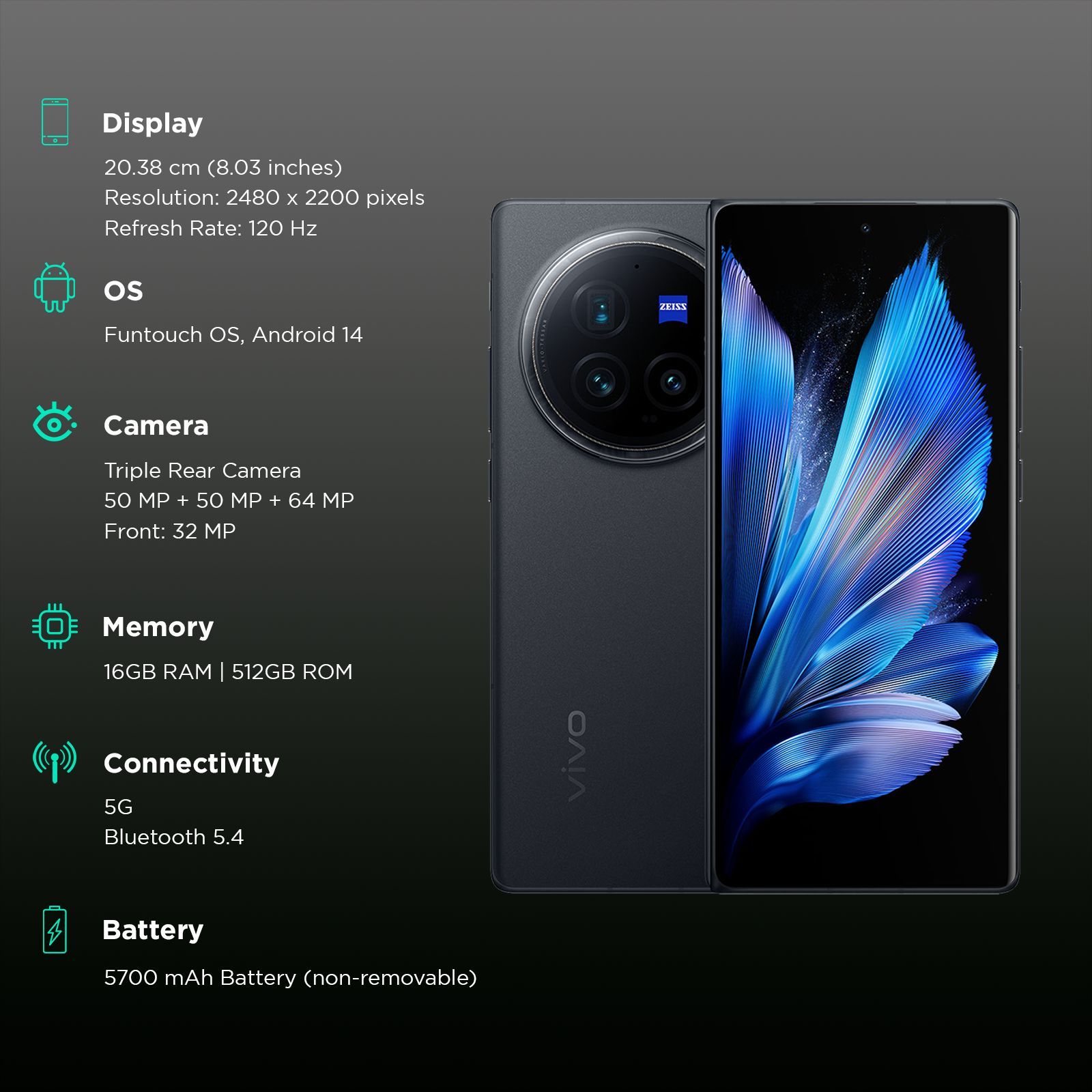 vivo X Fold3 Pro 5G (16GB RAM, 512GB, Celestial Black) vivo X Fold3 Pro 5G (16GB RAM, 512GB, Celestial Black)_3