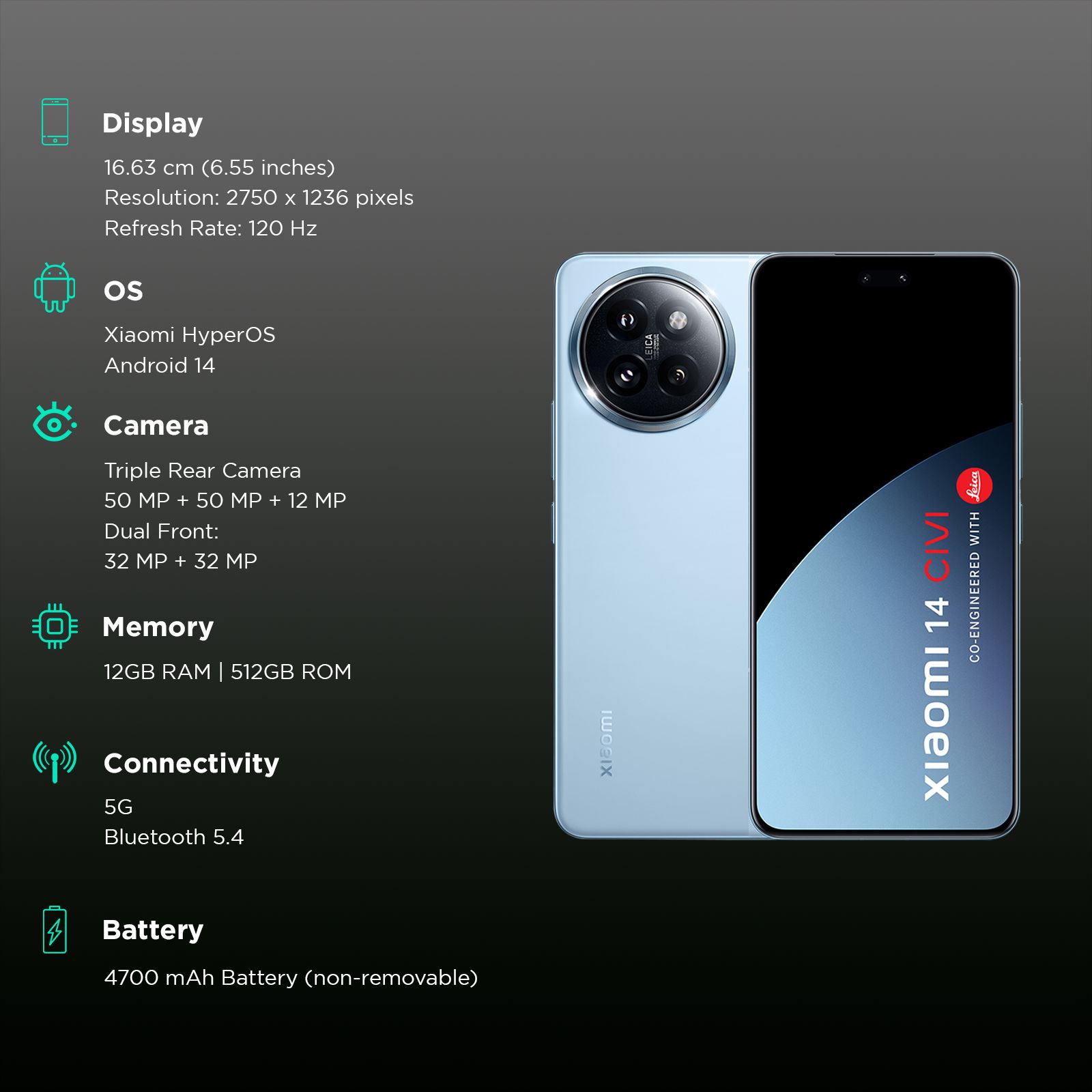 Xiaomi 14 CIVI 5G (12GB RAM, 512GB, Cruise Blue)_3