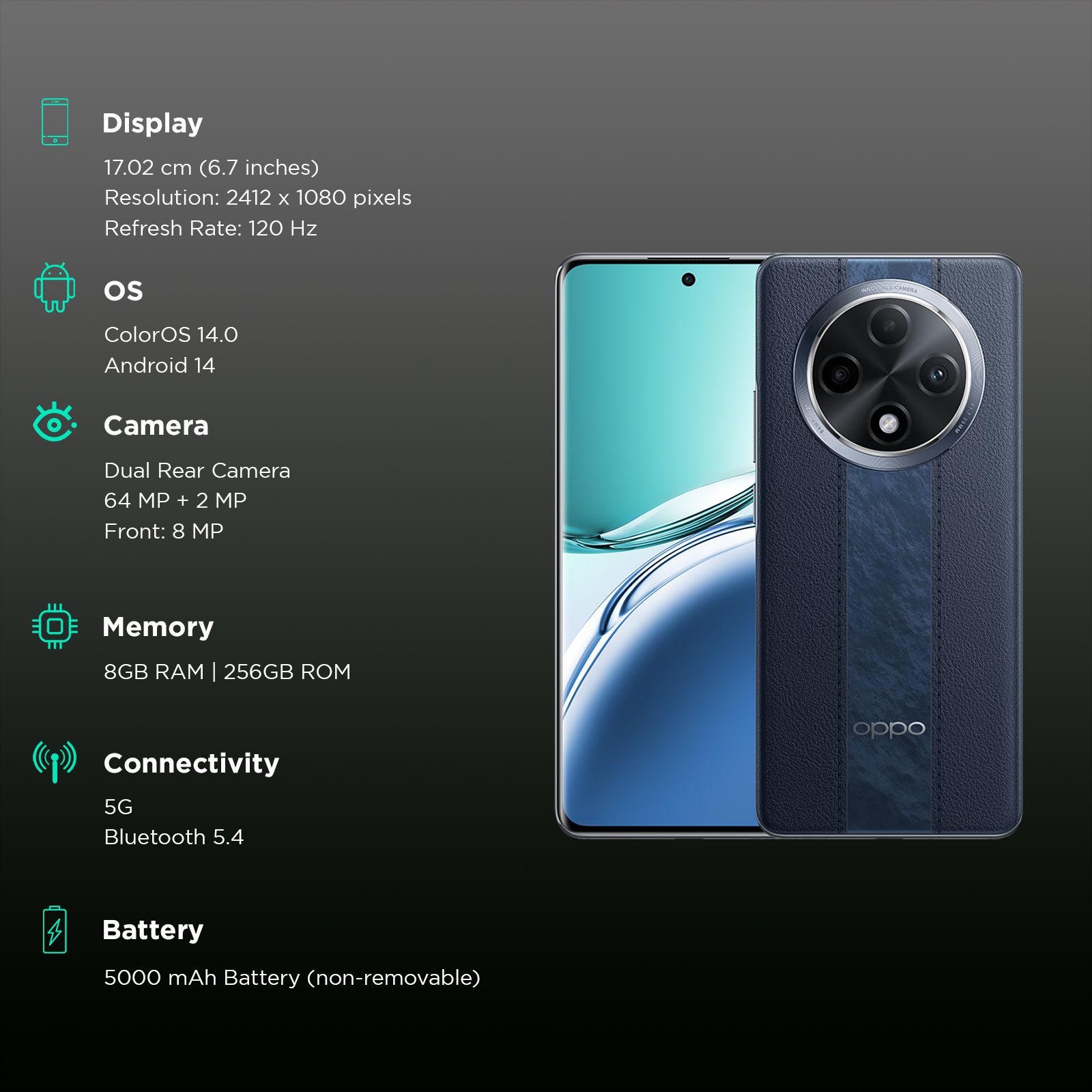 oppo F27 Pro Plus 5G (8GB RAM, 256GB, Midnight Navy) oppo F27 Pro Plus 5G (8GB RAM, 256GB, Midnight Navy)_3
