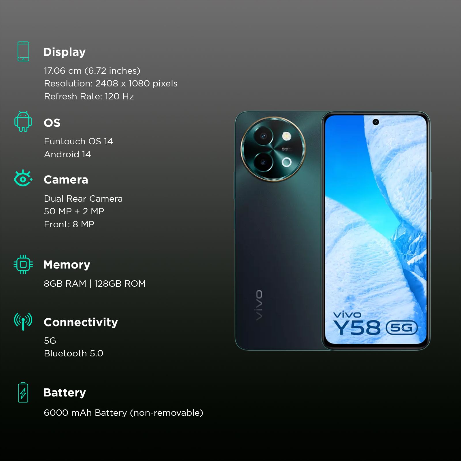 vivo Y58 5G (8GB RAM, 128GB, Sundarbans Green) vivo Y58 5G (8GB RAM, 128GB, Sundarbans Green)_3