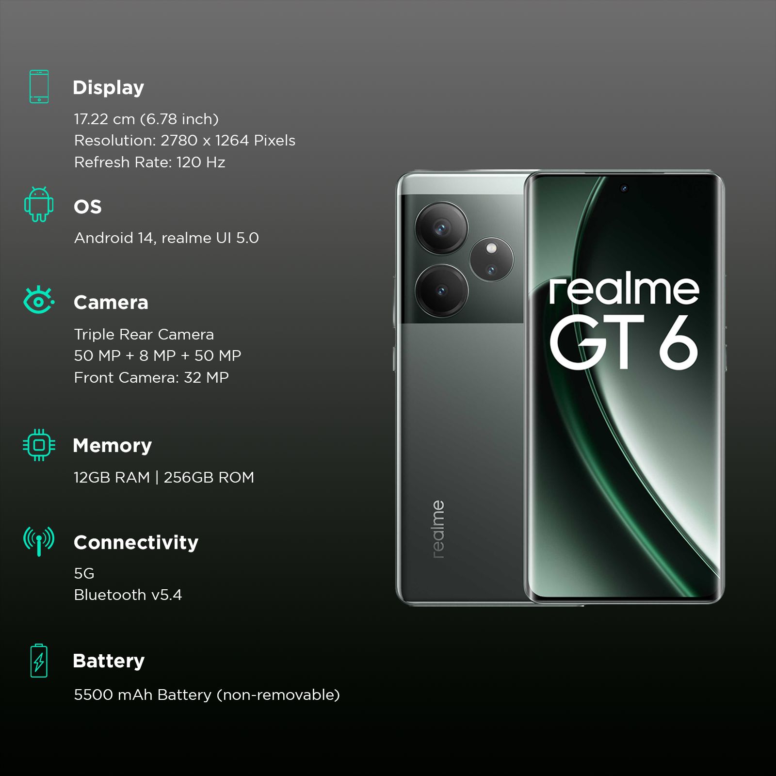 realme GT 6 5G (12GB RAM, 256GB, Razor Green) realme GT 6 5G (12GB RAM, 256GB, Razor Green)_3