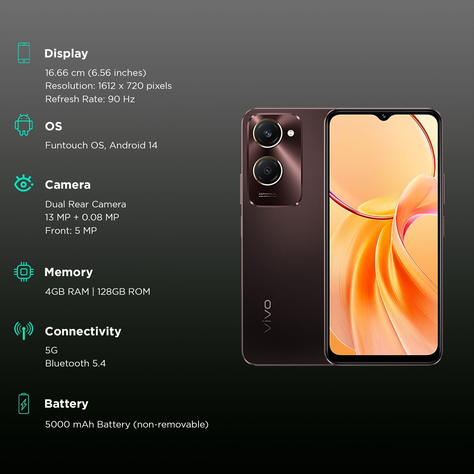 vivo Y28e 5G (4GB RAM, 128GB, Vintage Red)_3