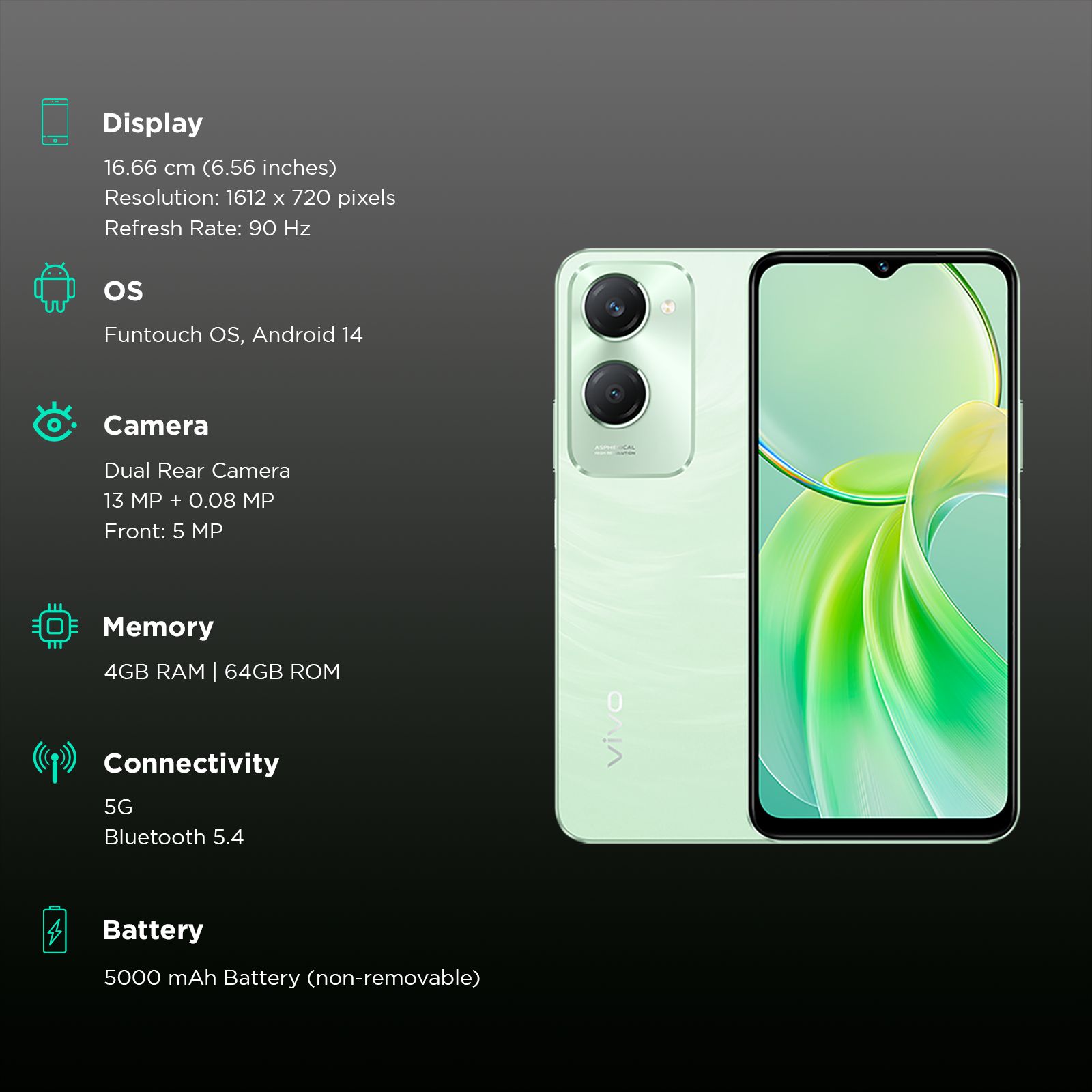 vivo Y28e 5G (4GB RAM, 64GB, Breeze Green) vivo Y28e 5G (4GB RAM, 64GB, Breeze Green)_3