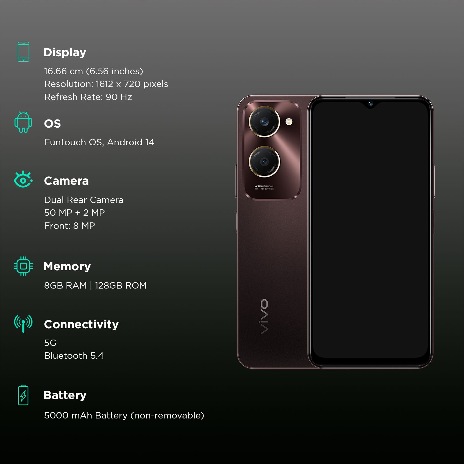 vivo Y28s 5G (8GB RAM, 128GB, Mocha Brown) vivo Y28s 5G (8GB RAM, 128GB, Mocha Brown)_3