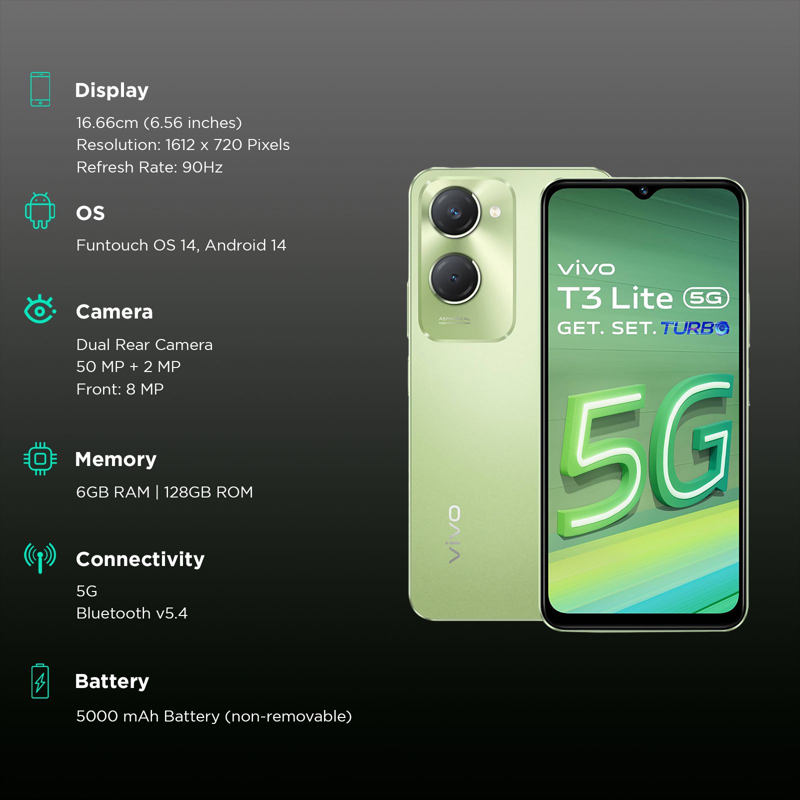 vivo T3 Lite 5G (6GB RAM, 128GB, Vibrant Green) vivo T3 Lite 5G (6GB RAM, 128GB, Vibrant Green)_3