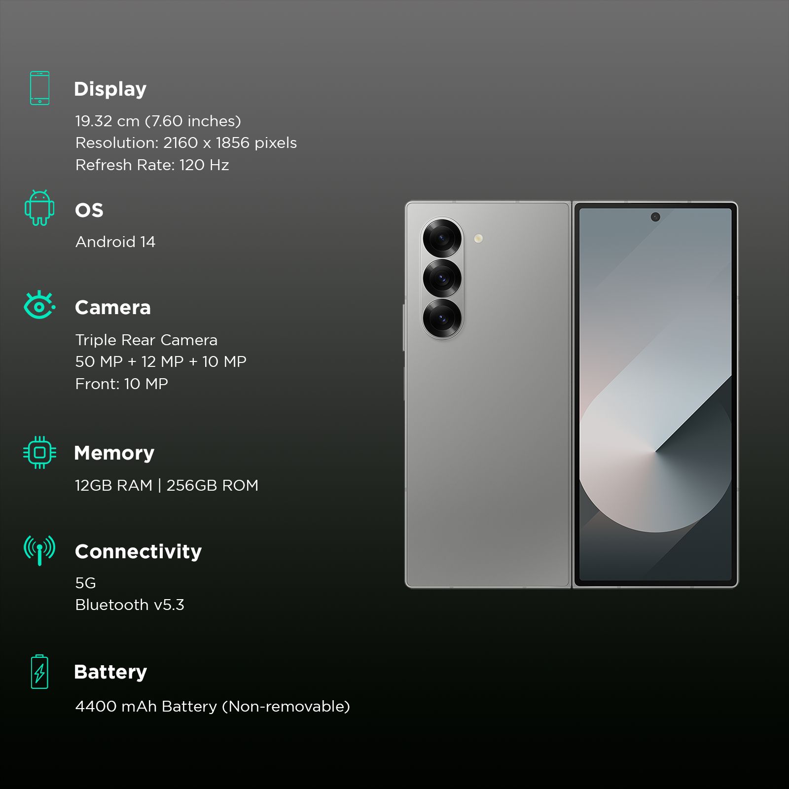SAMSUNG Galaxy Z Fold6 5G (12GB RAM, 256GB, Silver Shadow)_3