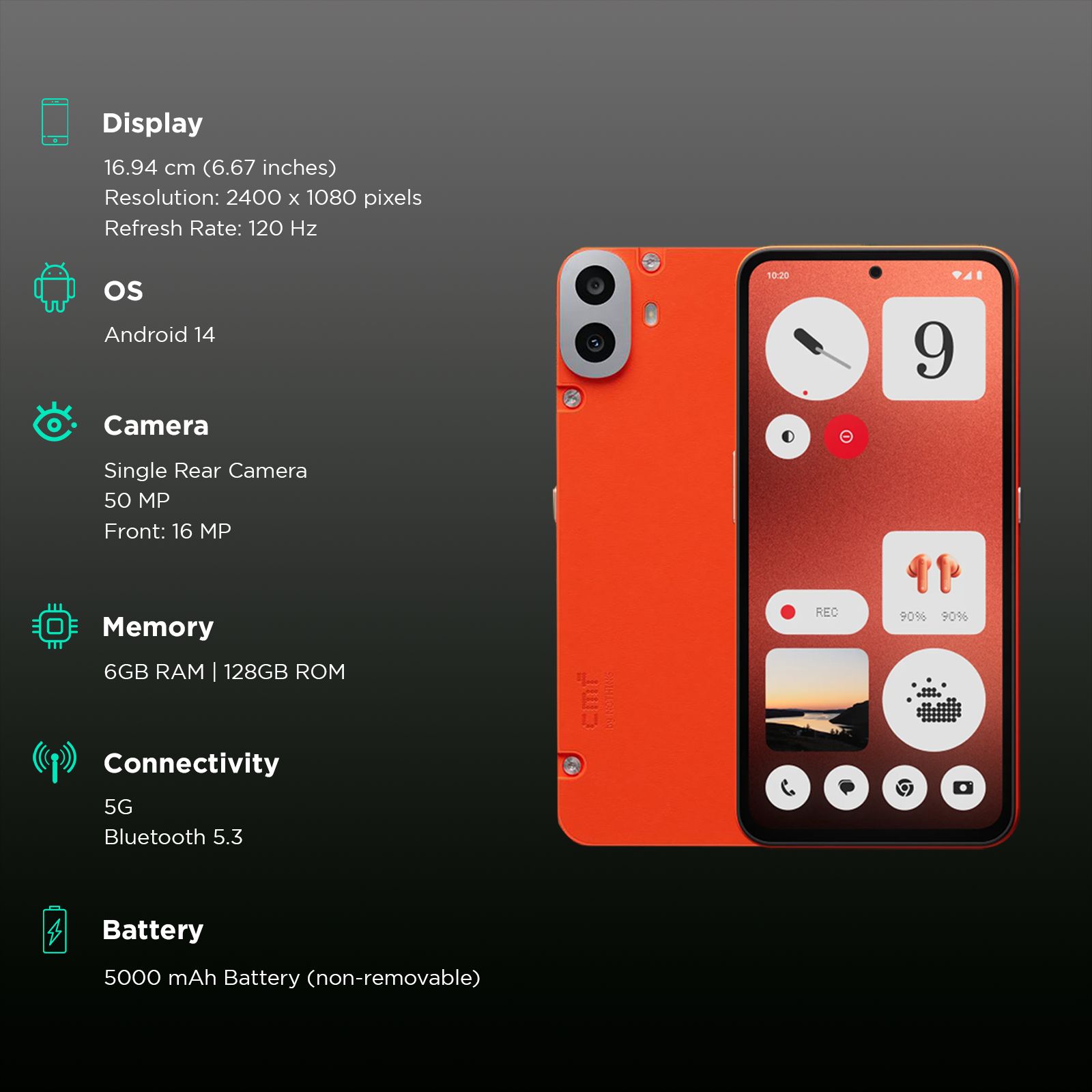 Nothing CMF Phone 1 5G (6GB RAM, 128GB, Orange)_3