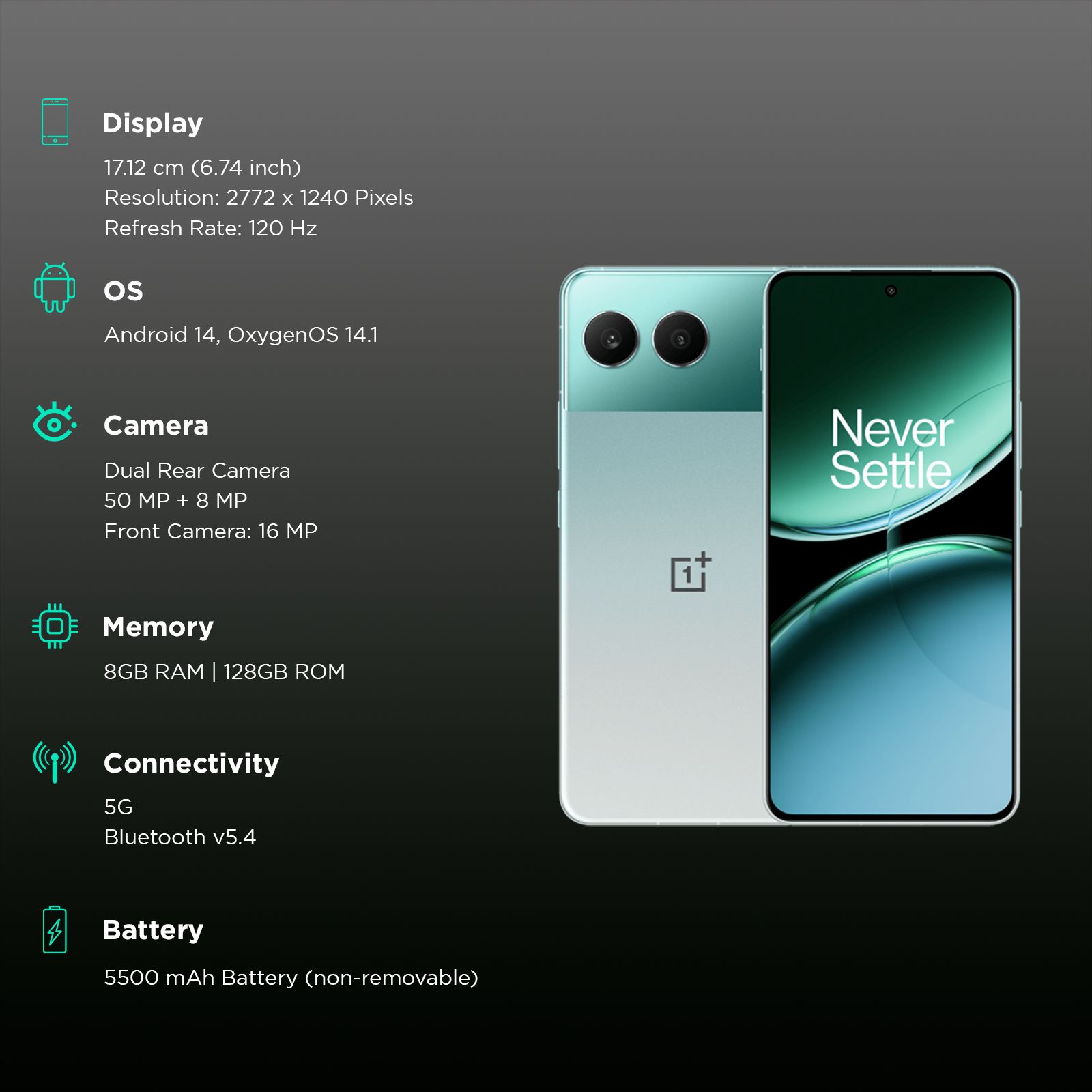 OnePlus Nord 4 5G (8GB RAM, 128GB, Oasis Green) OnePlus Nord 4 5G (8GB RAM, 128GB, Oasis Green)_3