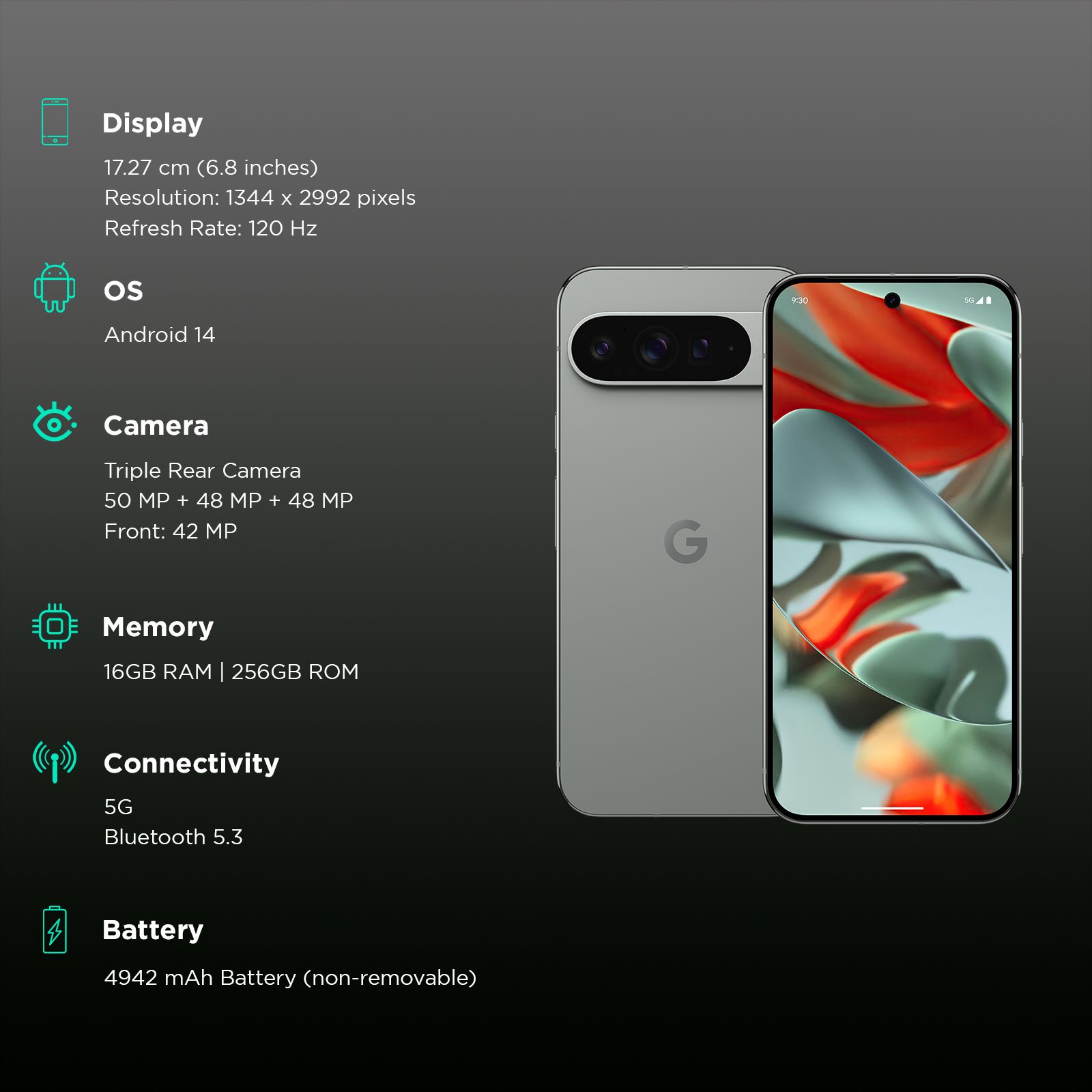 Google Pixel 9 Pro XL 5G (16GB RAM, 256GB, Hazel) Google Pixel 9 Pro XL 5G (16GB RAM, 256GB, Hazel)_3