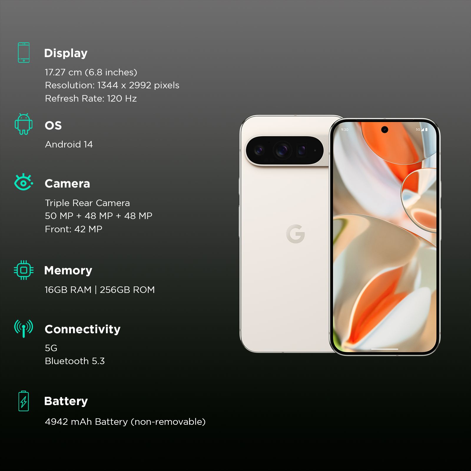 Google Pixel 9 Pro XL 5G (16GB RAM, 256GB, Porcelain) Google Pixel 9 Pro XL 5G (16GB RAM, 256GB, Porcelain)_3