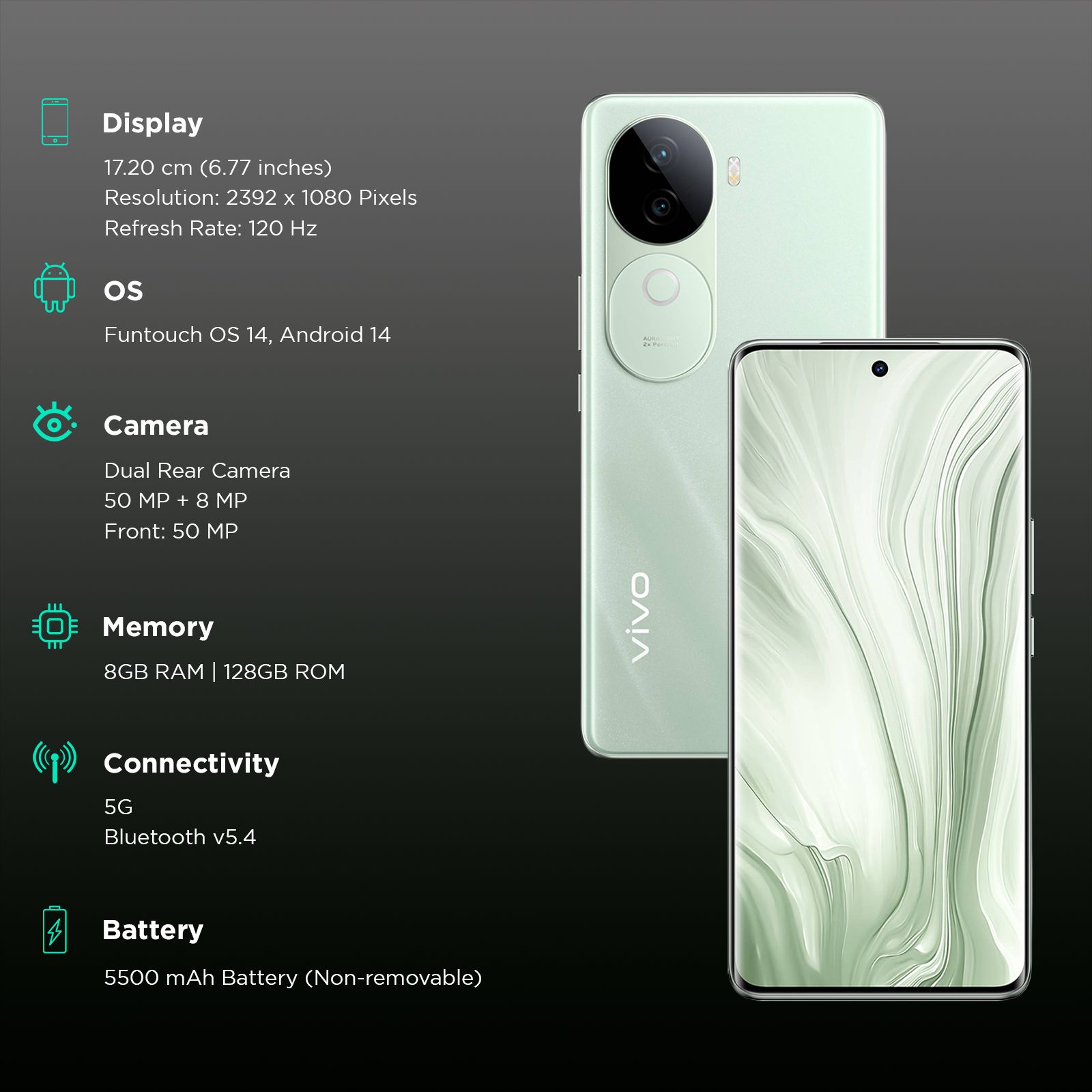 vivo V40e 5G (8GB RAM, 128 ROM, Mint Green) vivo V40e 5G (8GB RAM, 128 ROM, Mint Green)_3