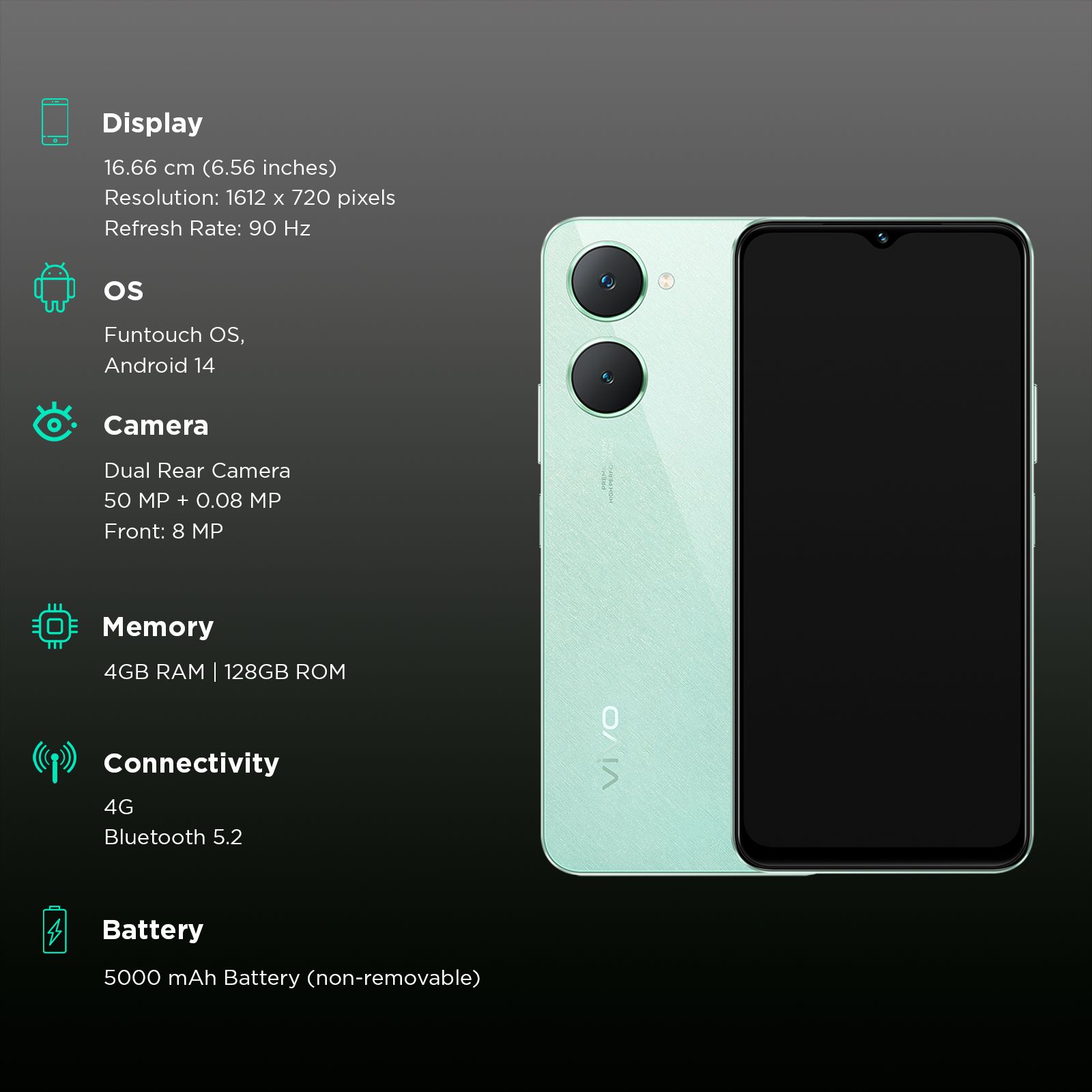 vivo Y18t (4GB RAM, 128GB, Gem Green) vivo Y18t (4GB RAM, 128GB, Gem Green)_3