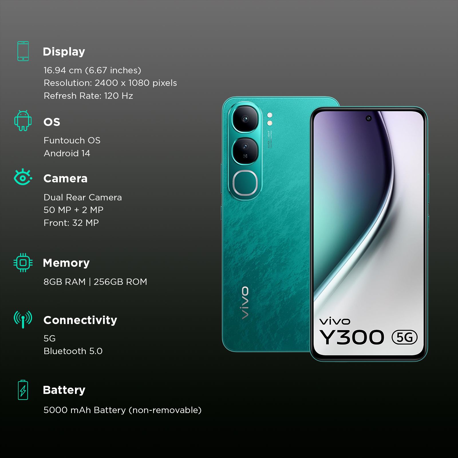 vivo Y300 5G (8GB RAM, 256GB, Emerald Green) vivo Y300 5G (8GB RAM, 256GB, Emerald Green)_3