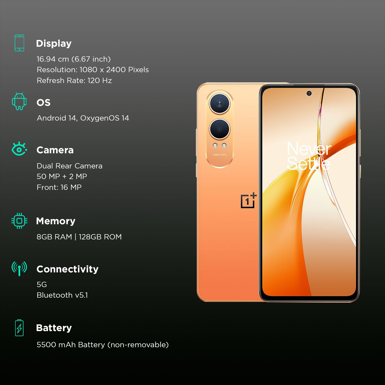 OnePlus Nord CE4 Lite 5G (8GB RAM, 128GB, Ultra Orange) OnePlus Nord CE4 Lite 5G (8GB RAM, 128GB, Ultra Orange)_3
